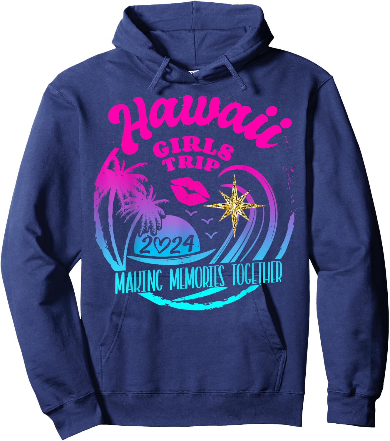 Girls Trip Hawaii 2024 Beach Weekend Birthday Squad Hoodie - Hoodie | Navy