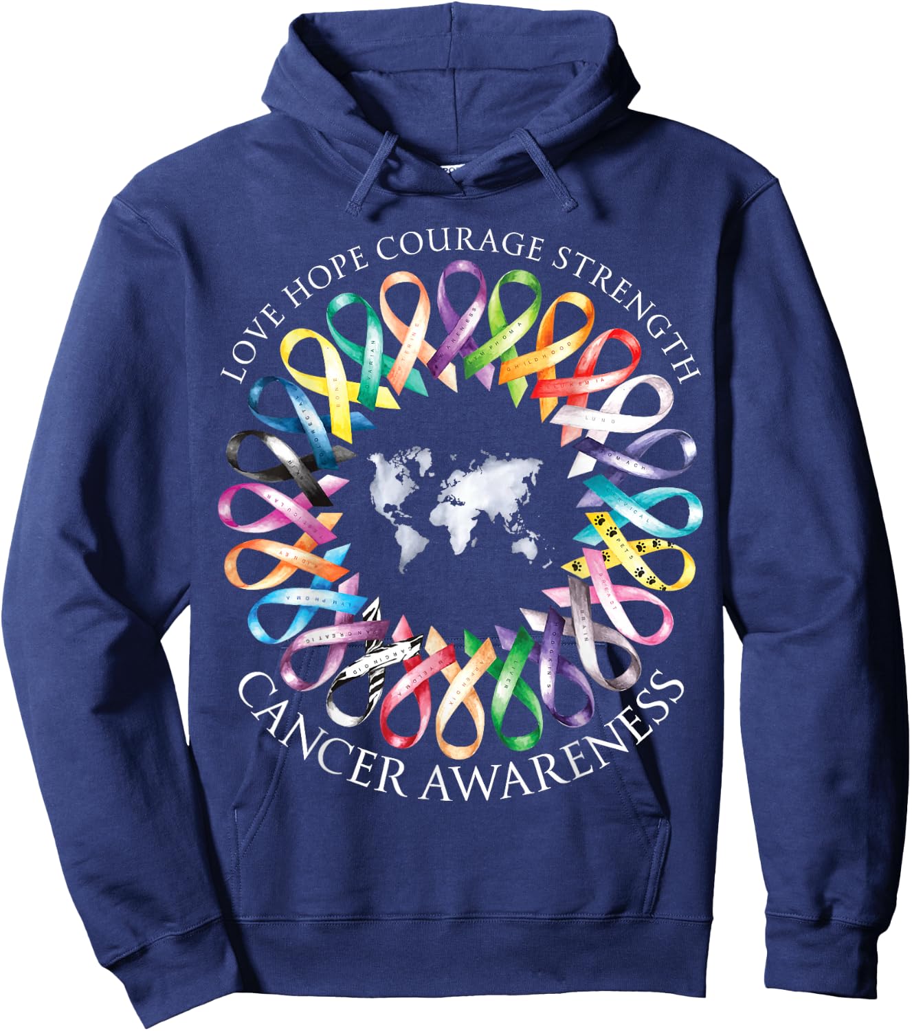 All Cancer Matters Survivors Awareness Fight Ribbon Support Hoodie - Hoodie | Navy