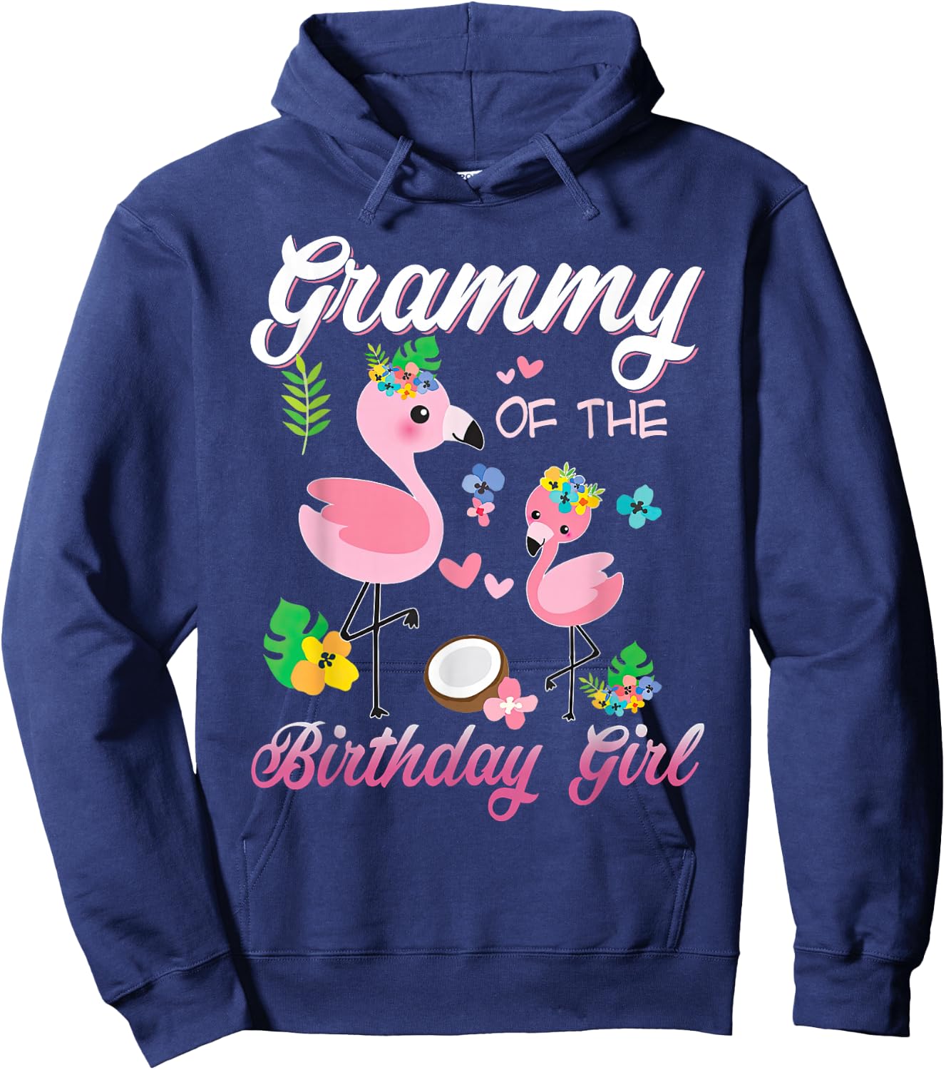 Grammy of the Birthday Girl Flamingo Family Matching Hoodie - Hoodie | Navy
