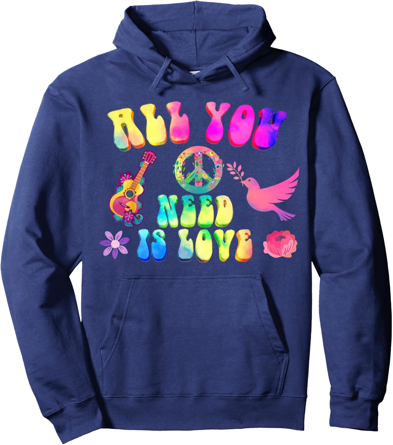 Funny Hippie Costume 60s 70s Costume Women's Men's , black, s Hoodie - Hoodie | Navy