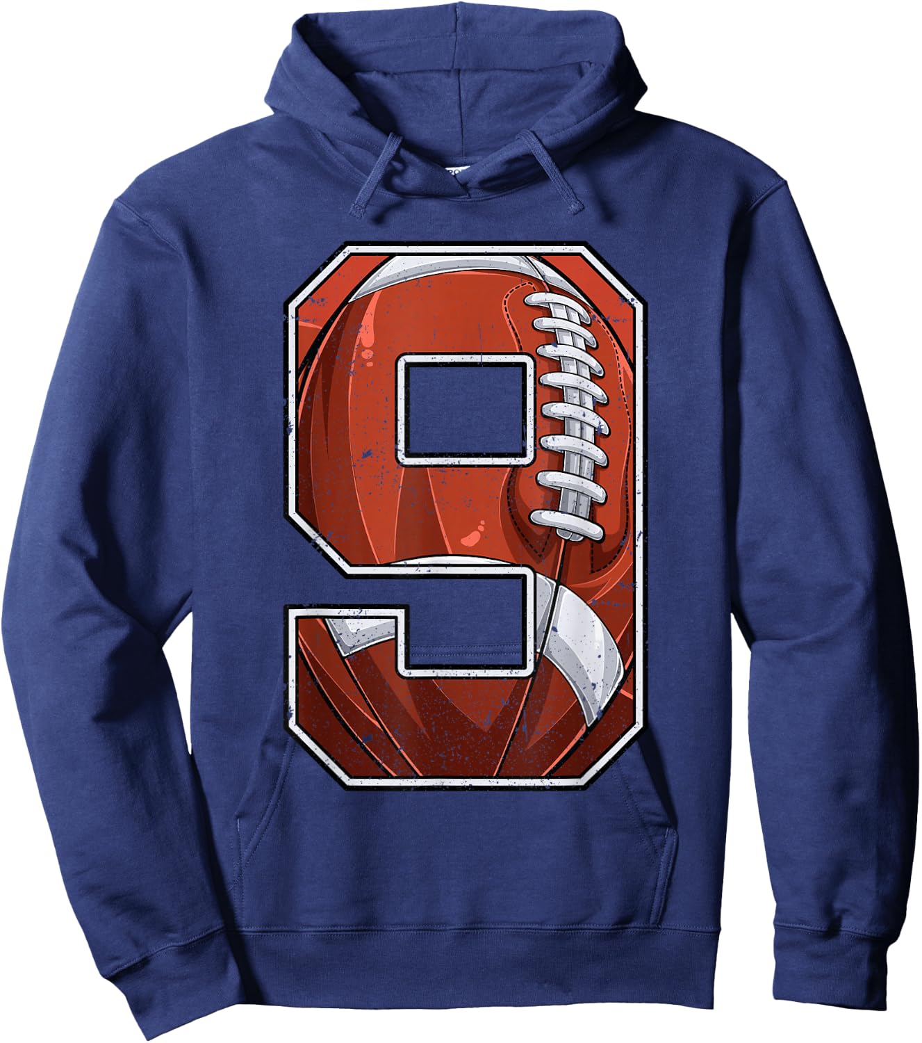 Football Ninth 9th Birthday Boy Nine 9 Years Old Bday Kids Hoodie - Hoodie | Navy