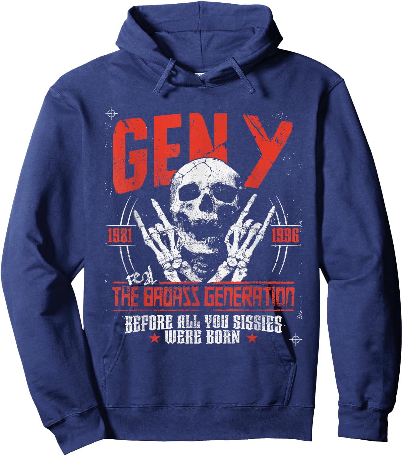 Gen Y The Real Badass Generation Punk Rock Sull Spruch Hoodie - Hoodie | Navy