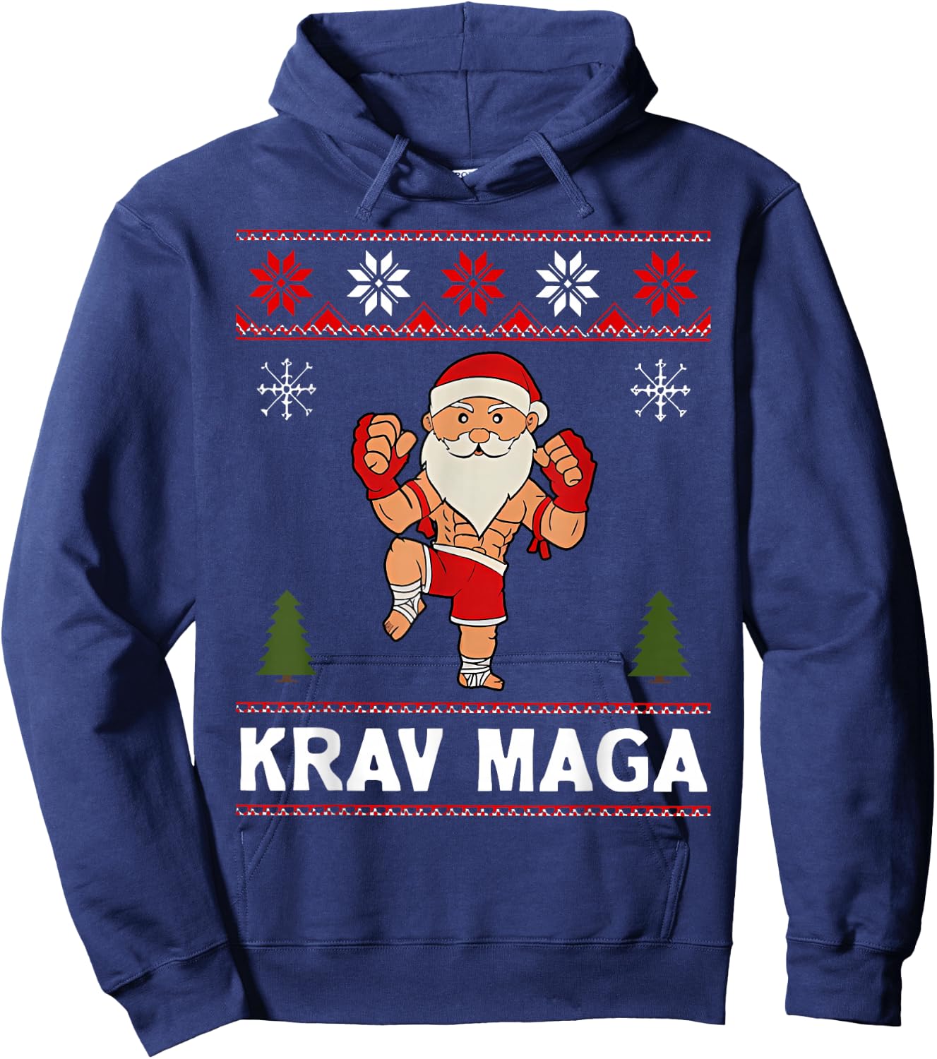 Krav Maga Santa Claus Ugly Christmas Martial Arts Women Men Hoodie - Hoodie | Navy