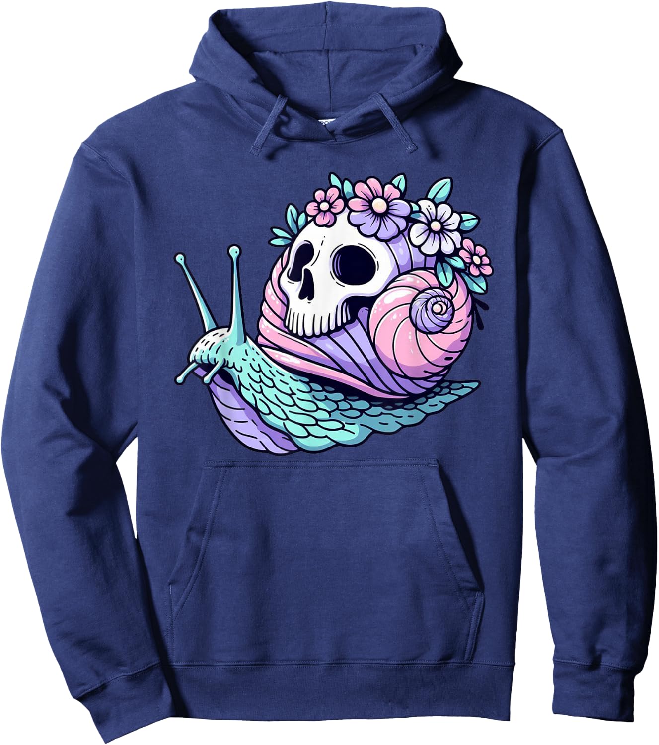 Snail Skull Design Pastel Goth Kawaii Emo Otaku Menhera Hoodie - Hoodie | Navy