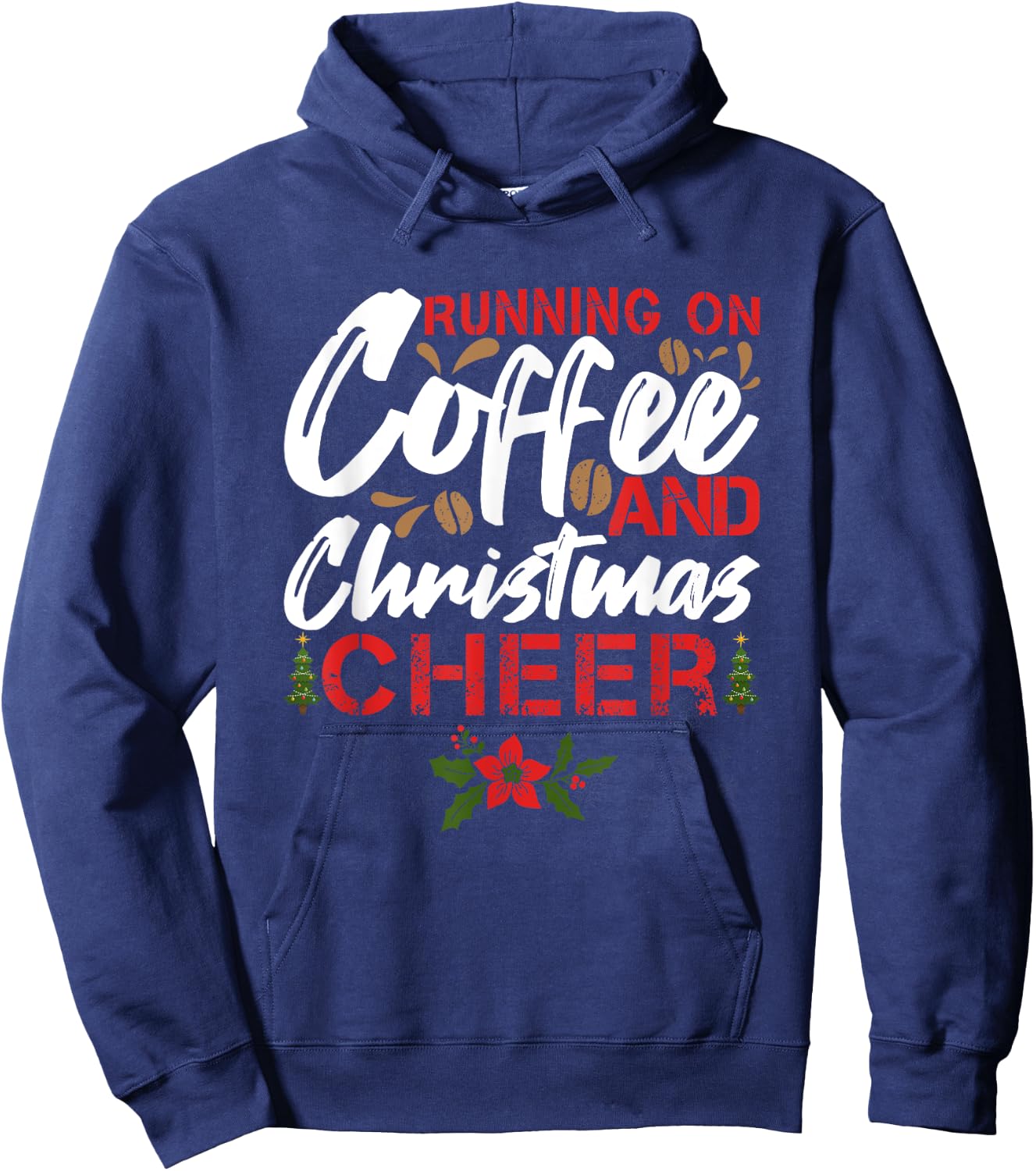 Running on Coffee and Christmas Cheer Funny Lover Teacher Women Kids Hoodie - Hoodie | Navy