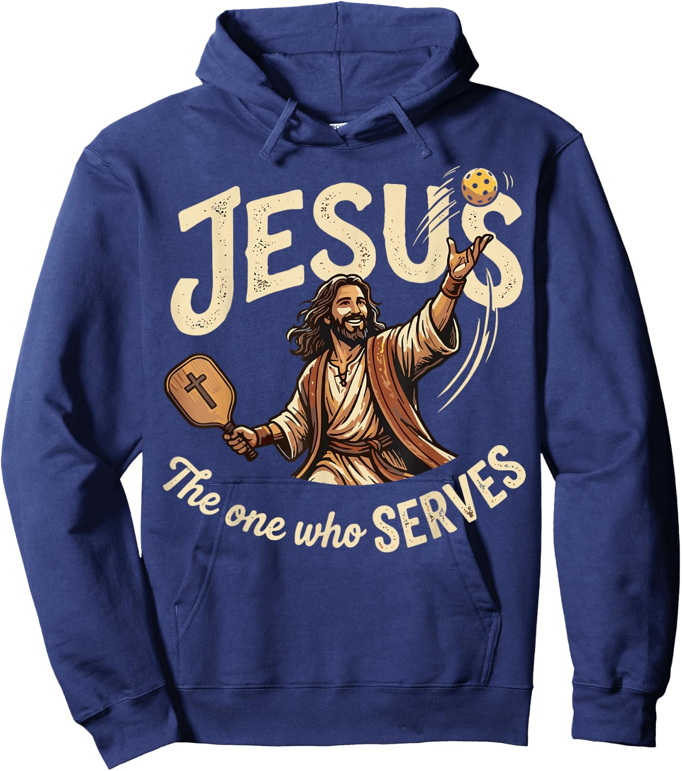 Jesus The One Who Serves Funny Christian Pickleball Hoodie - Hoodie | Navy