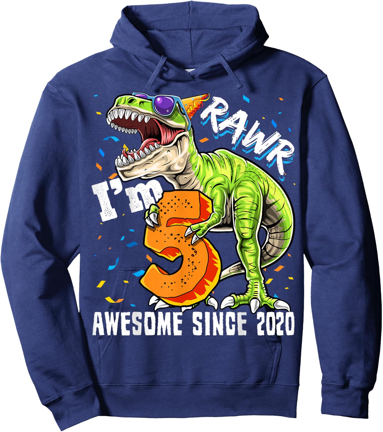 5th Birthday T Rex Dinosaur Party Boys Rawr I'm 5 Hoodie - Hoodie | Navy