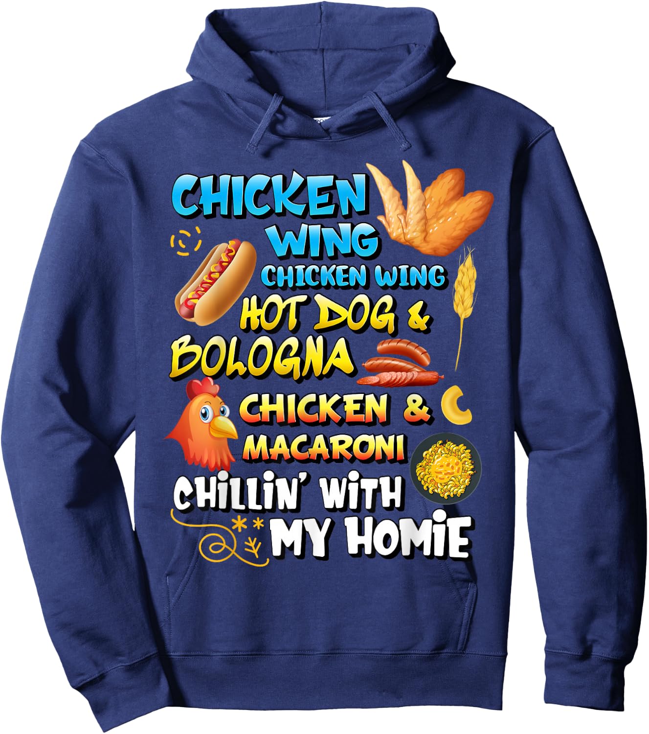 Chicken Wing Chicken Wing Hot Dog and Bologna Shirt Toddlers Hoodie - Hoodie | Navy