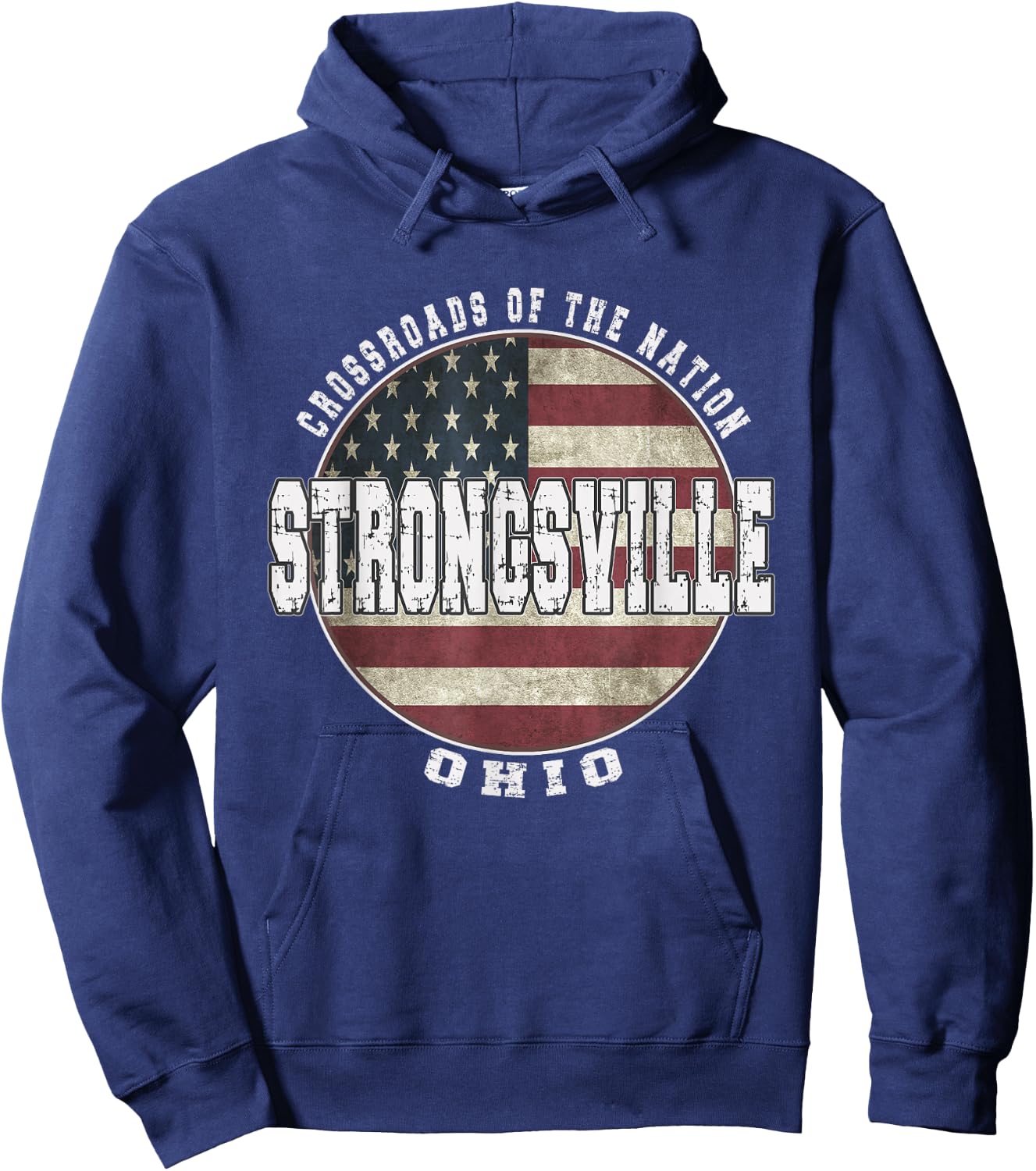 Strongsville Ohio, Vintage American Flag Hoodie - Hoodie | Navy
