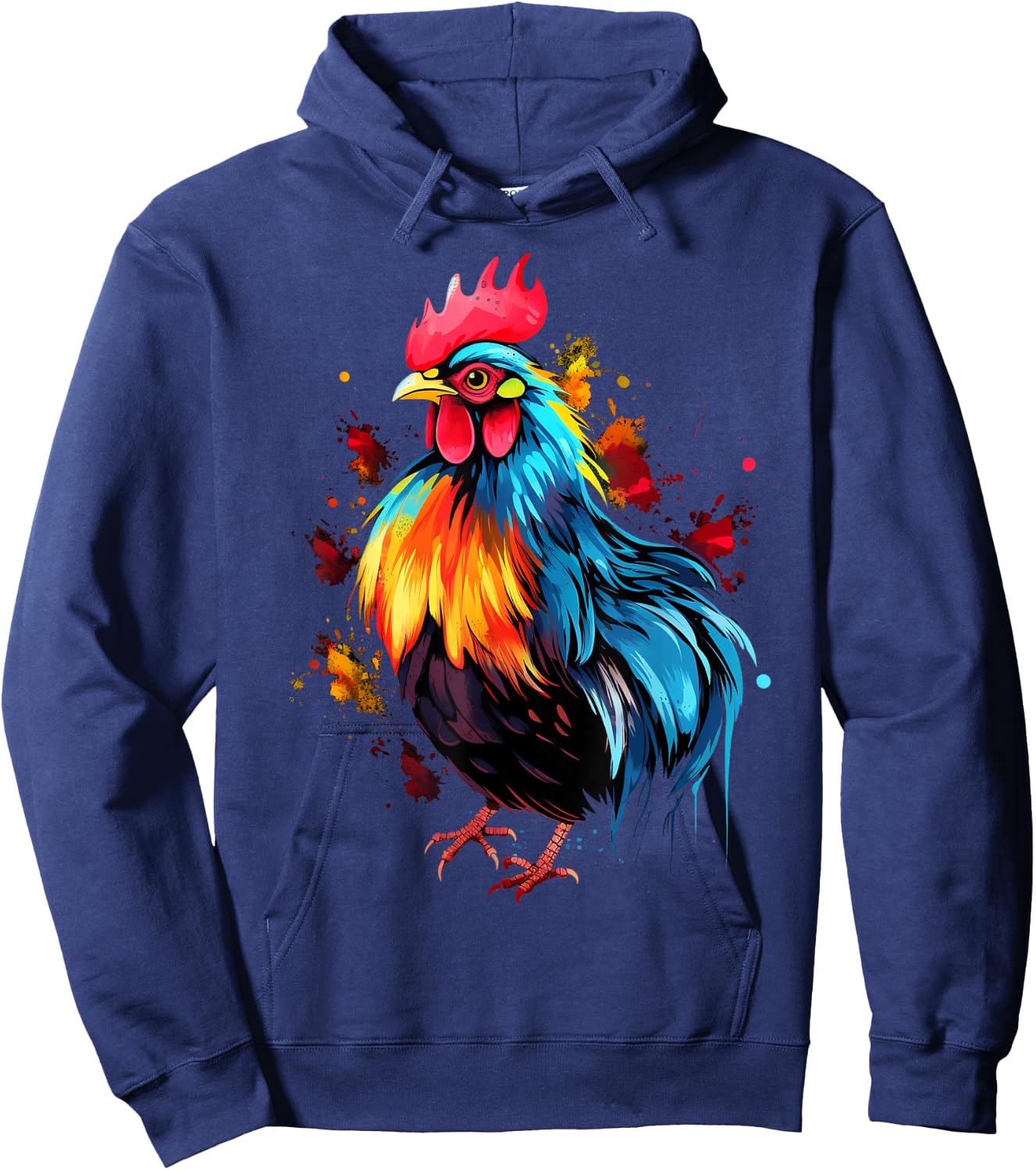 Cool Chicken on colorful painted Chicken Hoodie - Hoodie | Navy