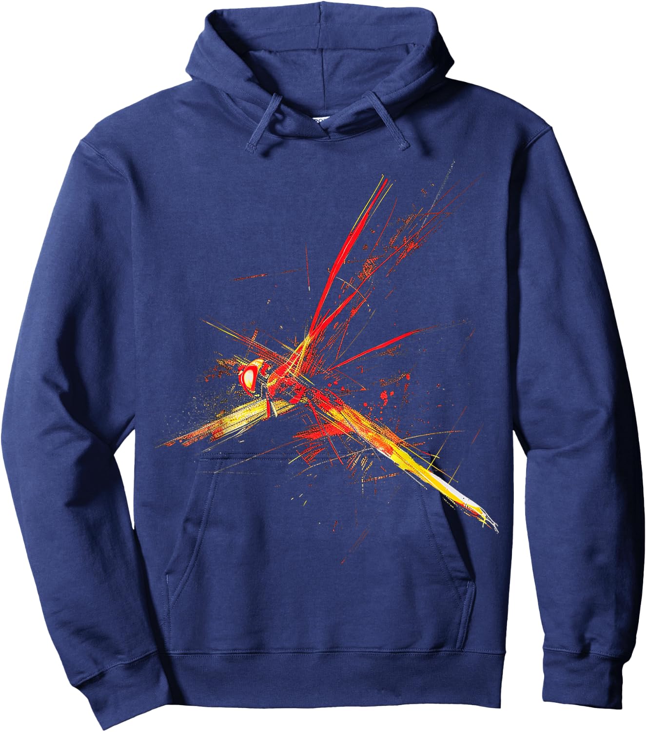 @n!mal Libelle bunt abstrakte Tierkunst Grafik Libelle Schwarz Klein Klassisch Kurzarm Crew-Ausschnitt Pull-On Imported Polyester Stretchable Tierliebhaber, Männer, Frauen, Kinder Hoodie - Hoodie | Navy