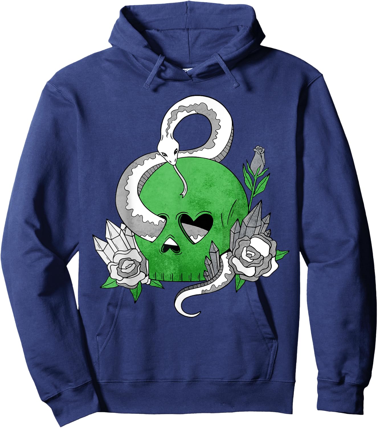 Demiromantic Pride Flag Skull Snakes Roses Sublte LGBTQ Hoodie - Hoodie | Navy