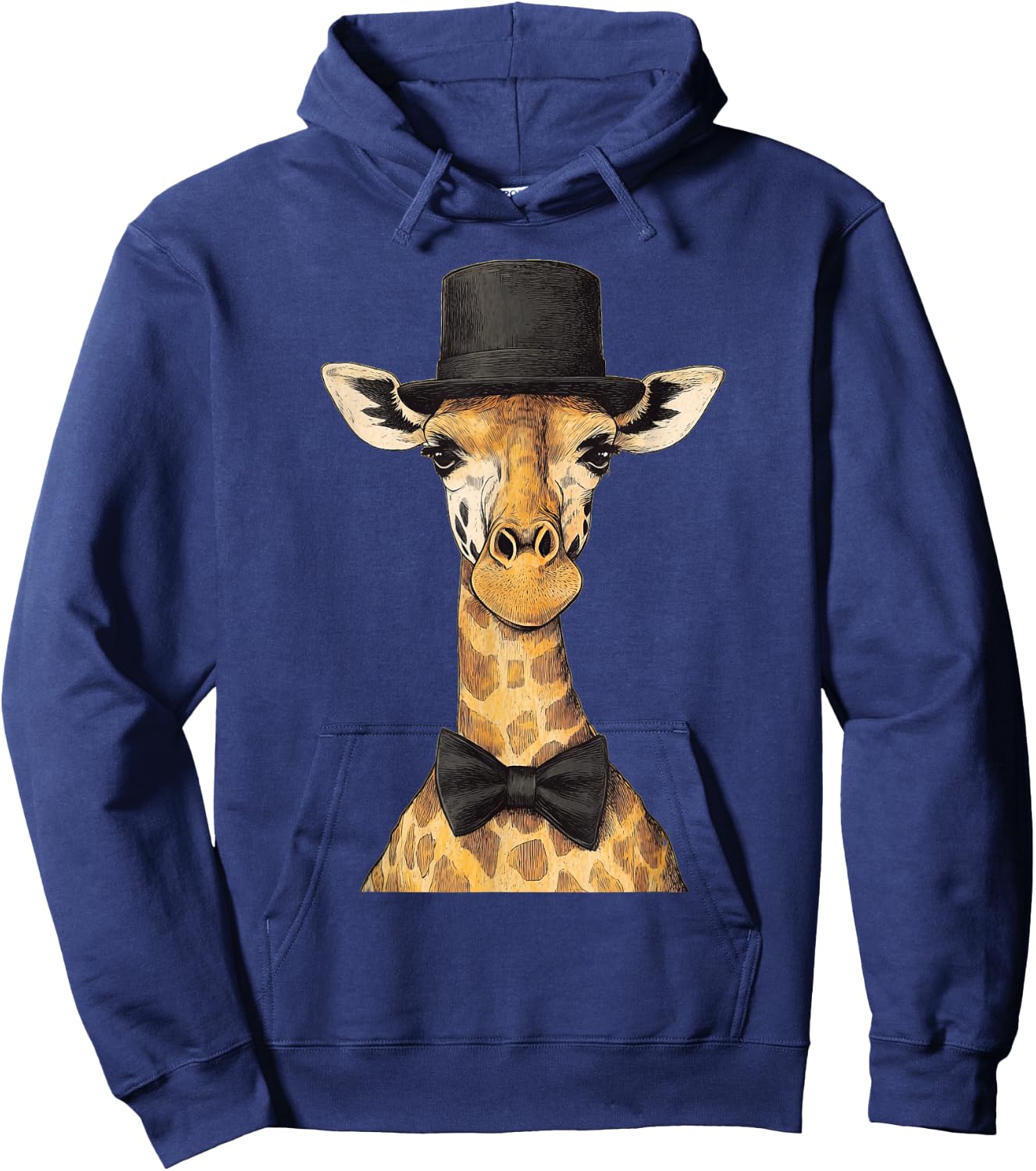 Giraffe Wearing A Hat And Bowtie Hoodie - Hoodie | Navy