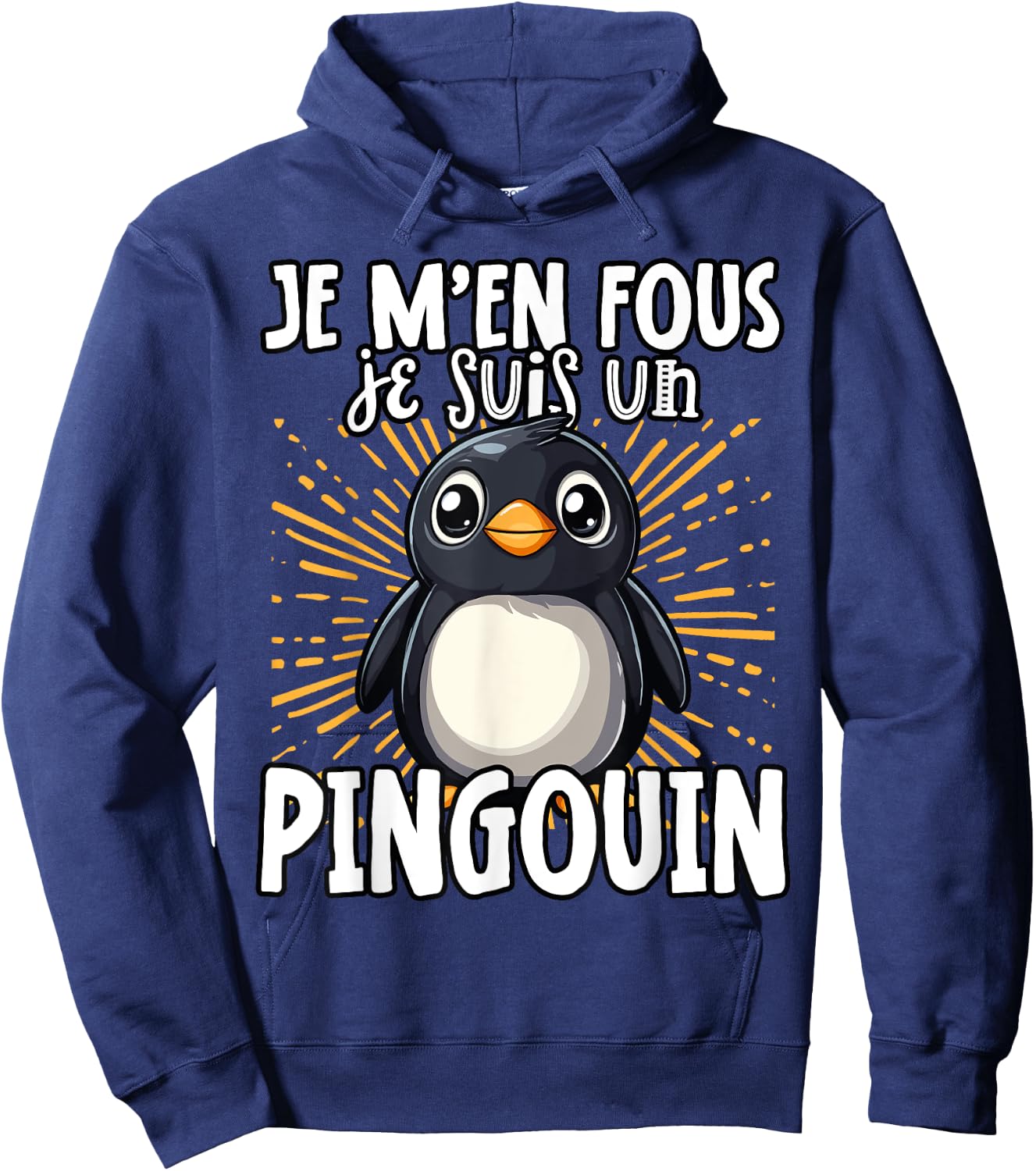 Je M'en Fous Je Suis Un Penguin - Cute Penguin , Black, S Hoodie - Hoodie | Navy