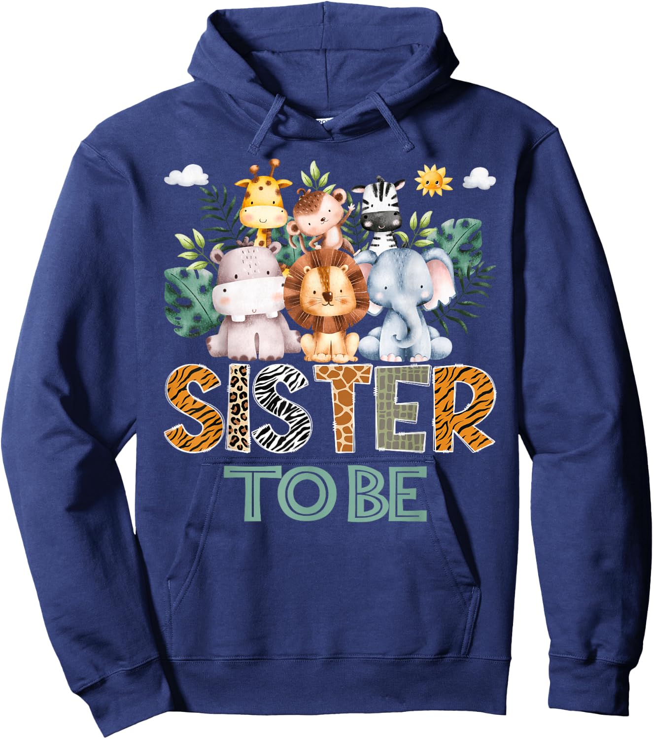 Soon To Be Sister Jungle Animal Safari Gender Reveal Hoodie - Hoodie | Navy