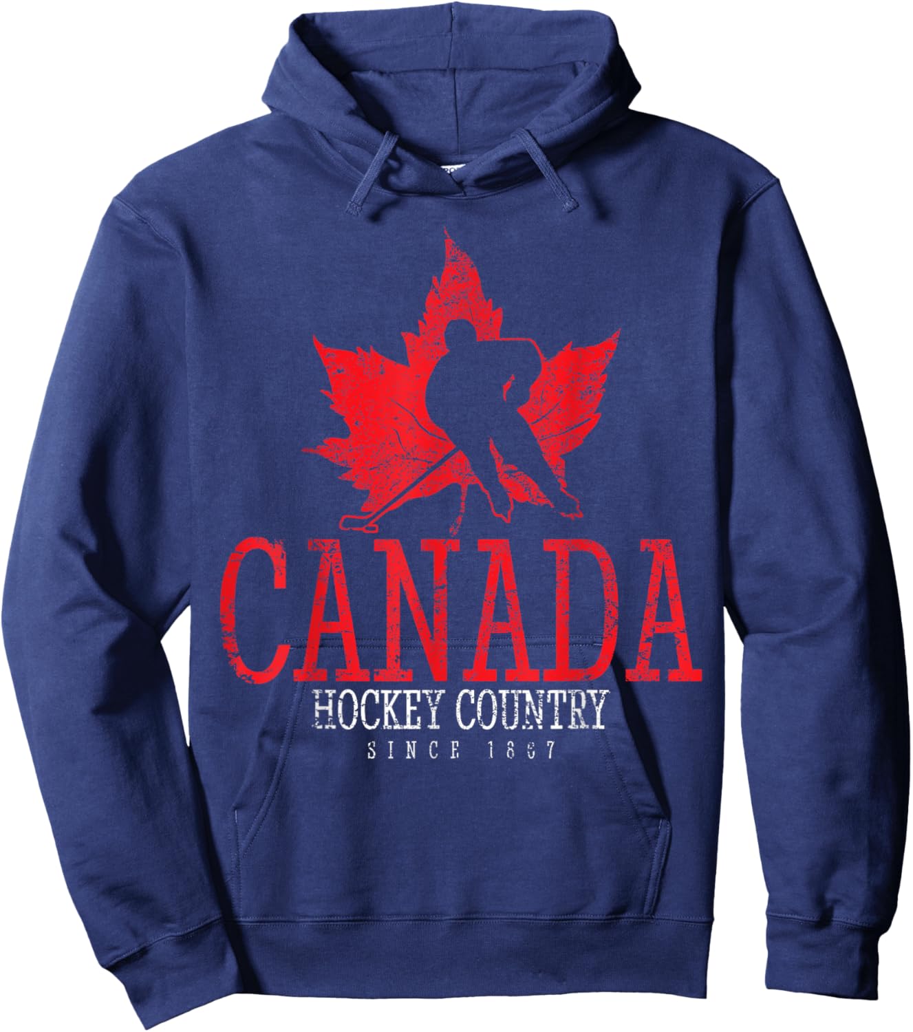 Canada Ice Hockey Sport Canadian Player Vintage , black Hoodie - Hoodie | Navy