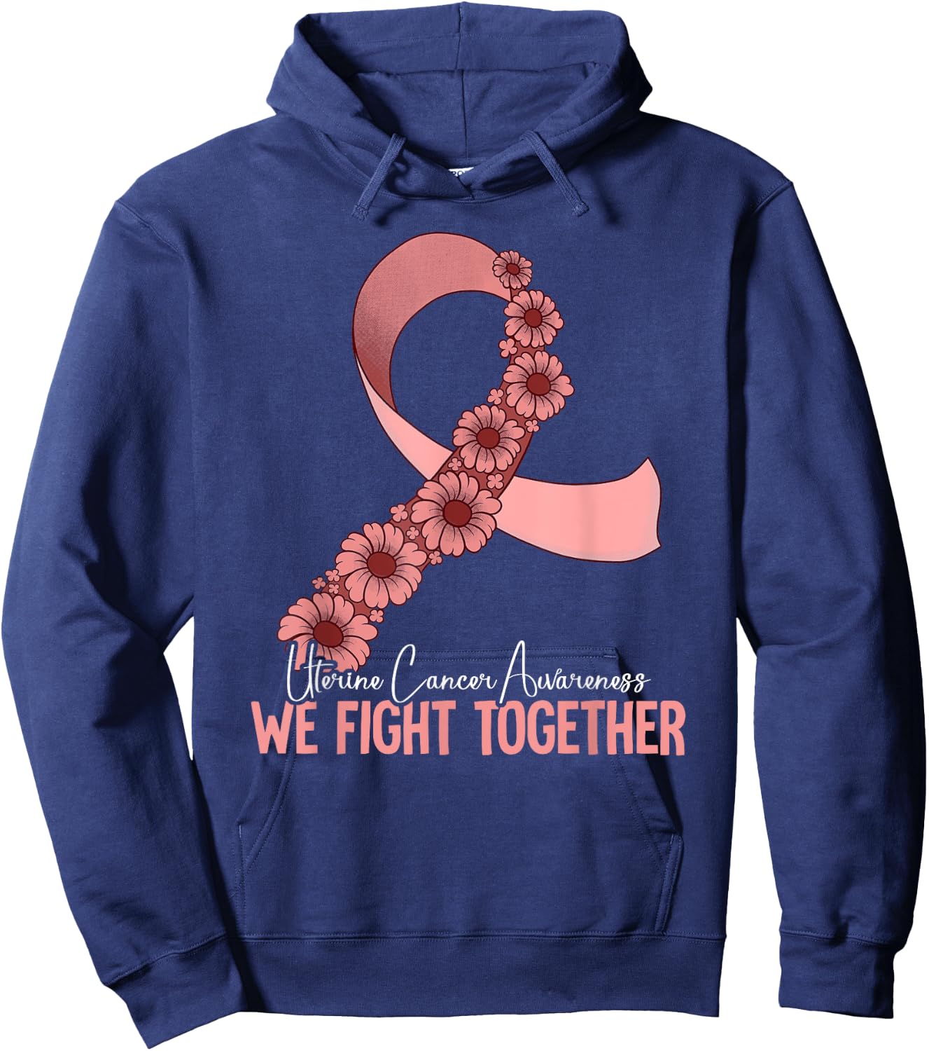 Uterine Cancer Awareness by Uterine Cancer Awareness for -Adults, -Kids, Black, Small, Short Sleeve Hoodie - Hoodie | Navy