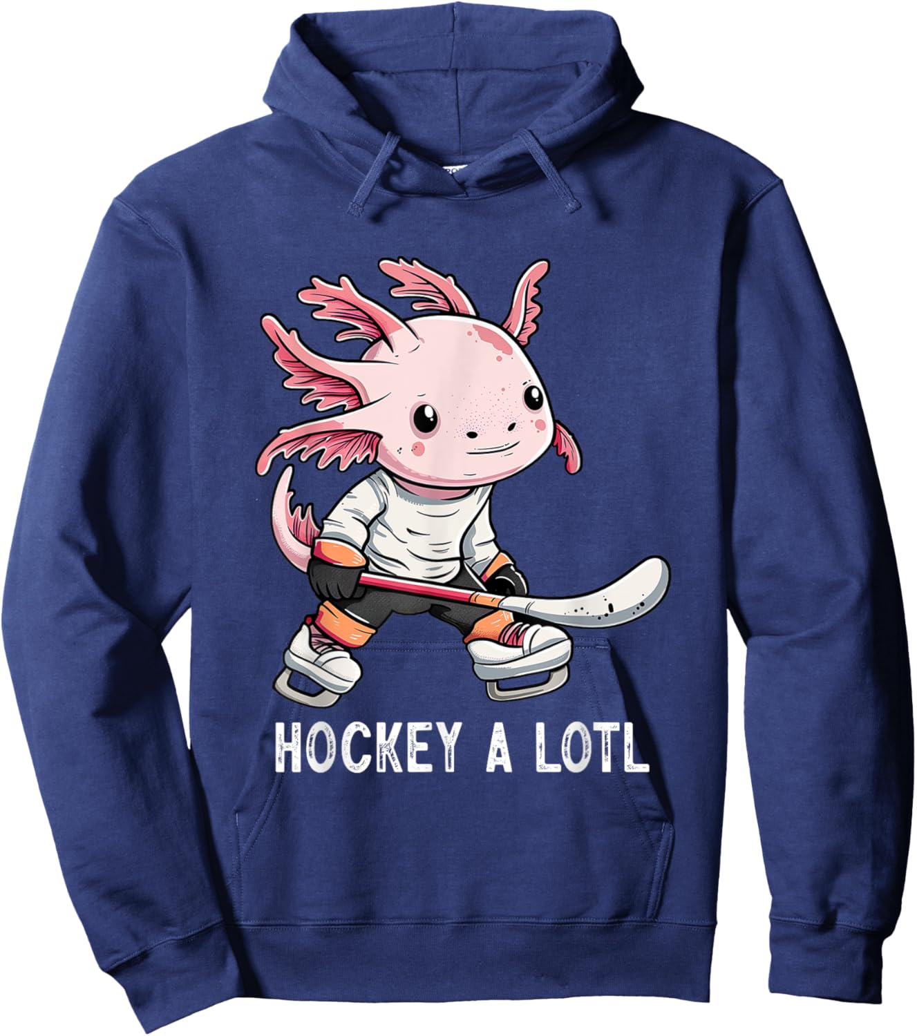Hockey A Lotl Axolotl Playing Field Hockey Funny Ice Hockey Hoodie - Hoodie | Navy