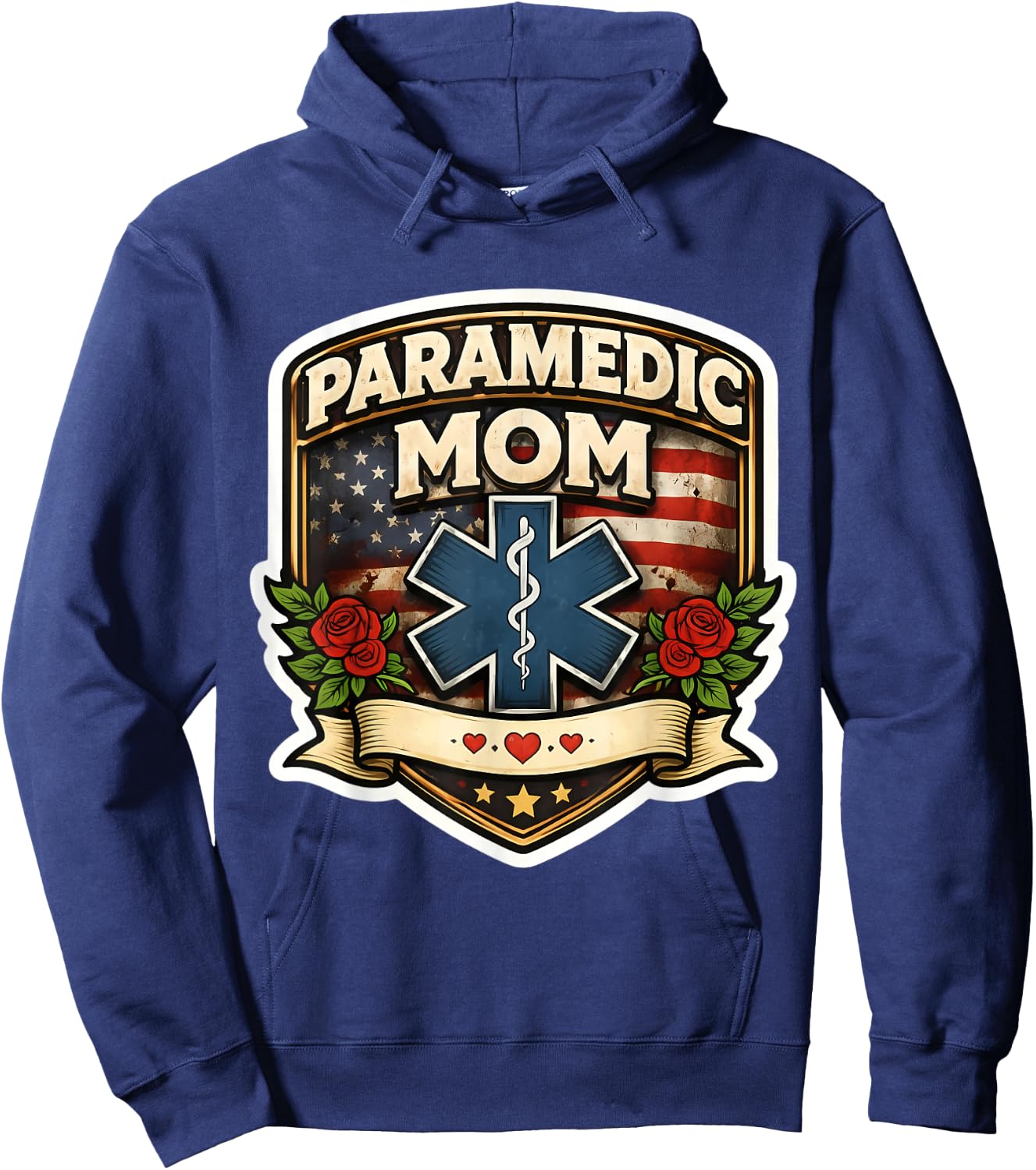 Paramedic Mom Proud EMT Mother's Day EMS Mama American USA Hoodie - Hoodie | Navy