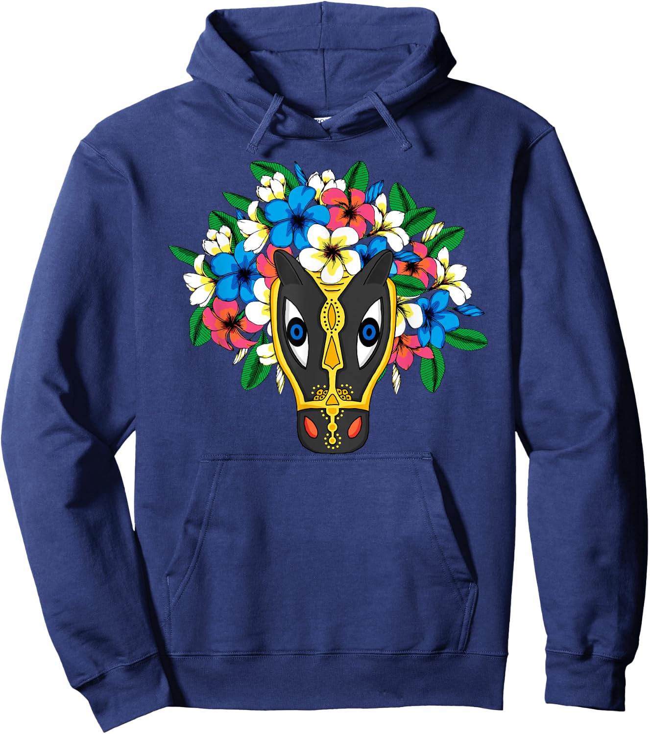 Mask and flowers - Nicaragua - Original art - Illustration Hoodie - Hoodie | Navy