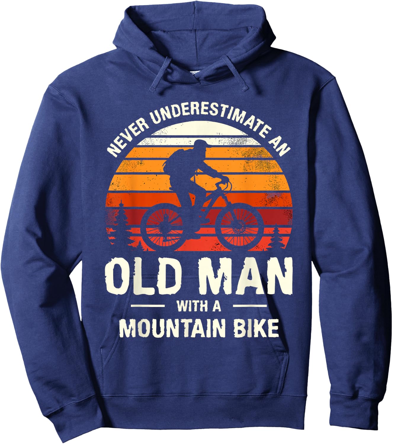 Never Underestimate An Old Man With A Mountain Bike MTB Hoodie - Hoodie | Navy
