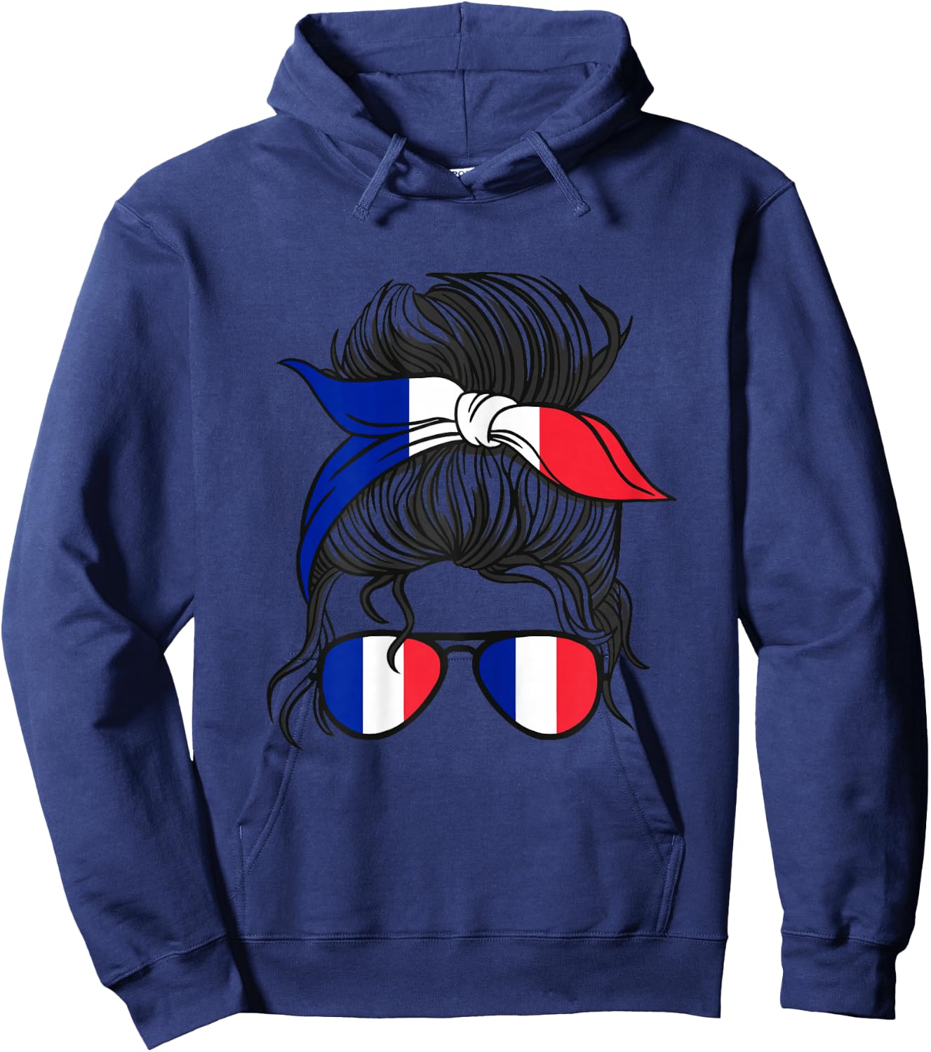 French Girl France French Girl France Women French Flag Hoodie - Hoodie | Navy