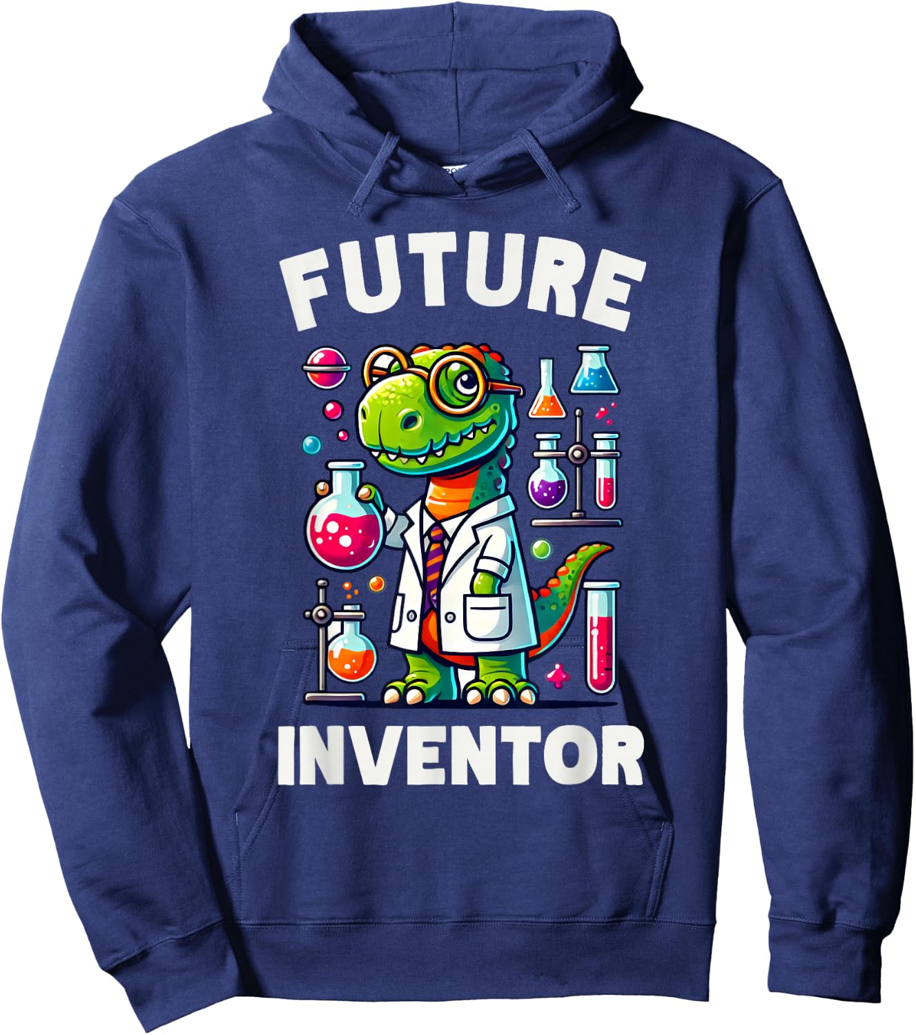 Future Inventor Funny Dinosaur, Smart Scientist Dino, Kids Hoodie - Hoodie | Navy