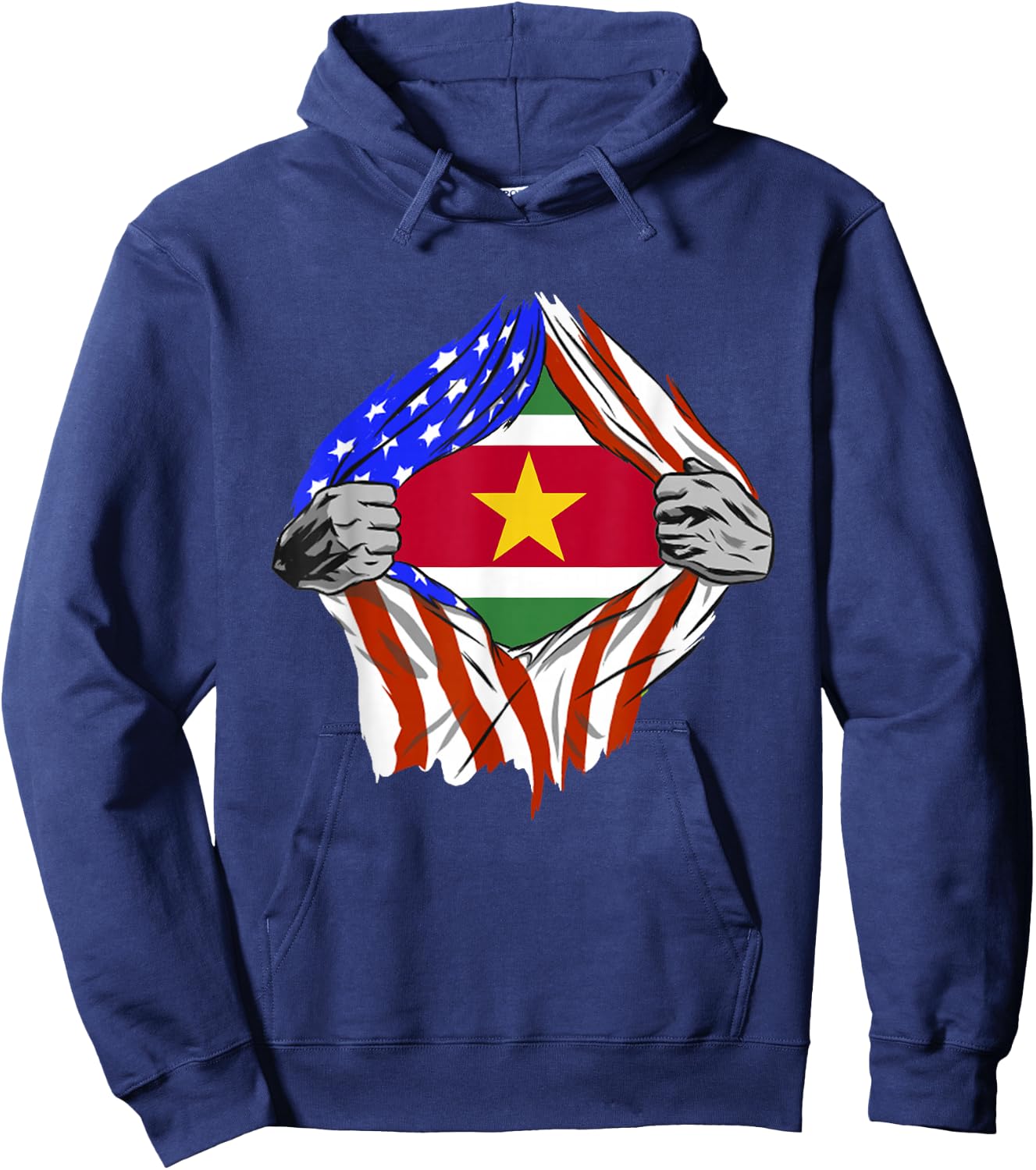 Suriname Flag USA Chest Surinamese Roots Surinamese Pride Hoodie - Hoodie | Navy