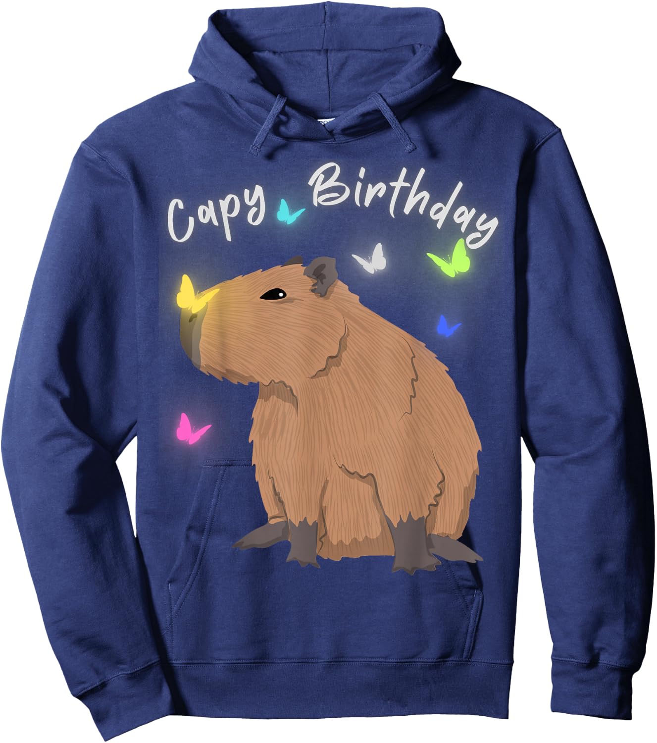 Capy Birthday Capybara Butterflies Lover Boys Girls Party Hoodie - Hoodie | Navy