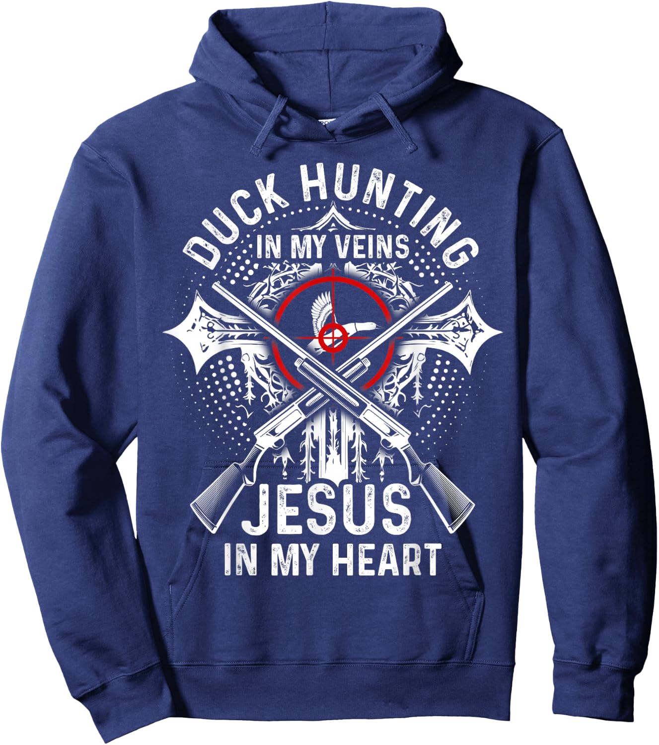 Duck Hunting Hunter Jesus Faith Christian Vintage Duck Hoodie - Hoodie | Navy