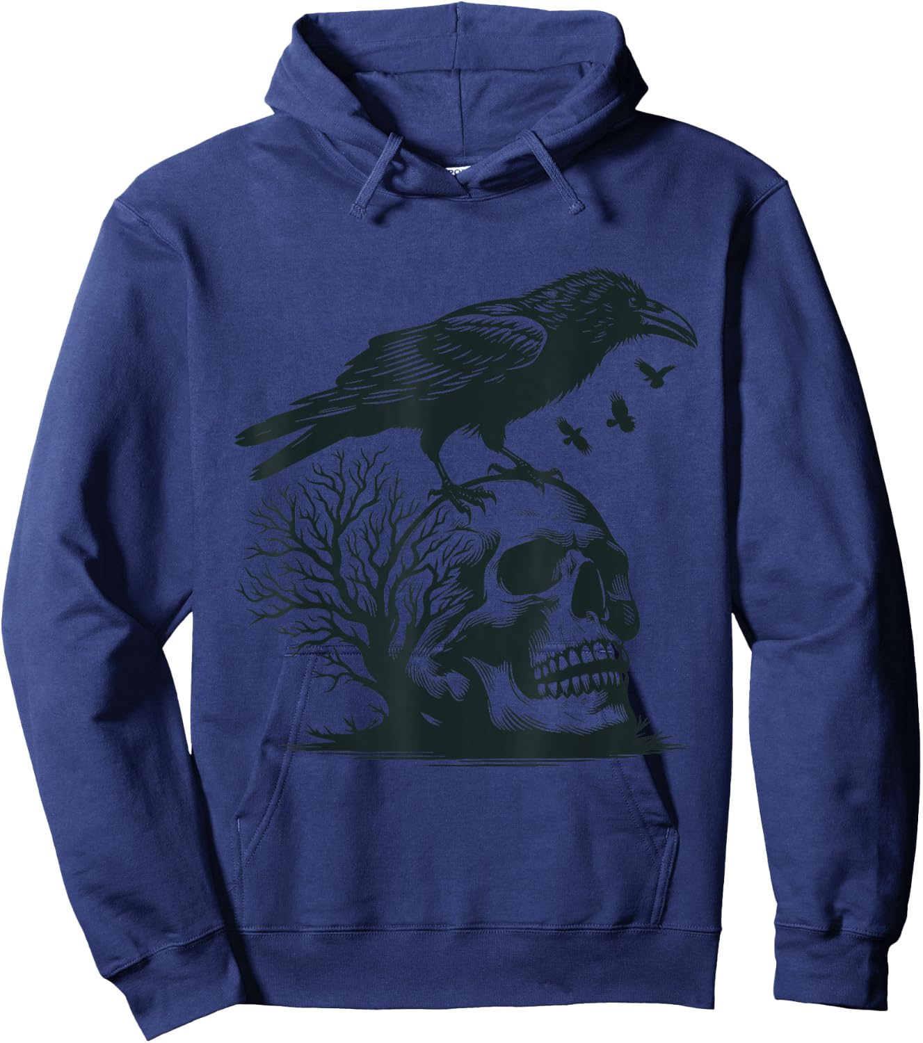 Krähe Totenkopf Vogel Schädel Rabe Düster Gothik Hoodie - Hoodie | Navy