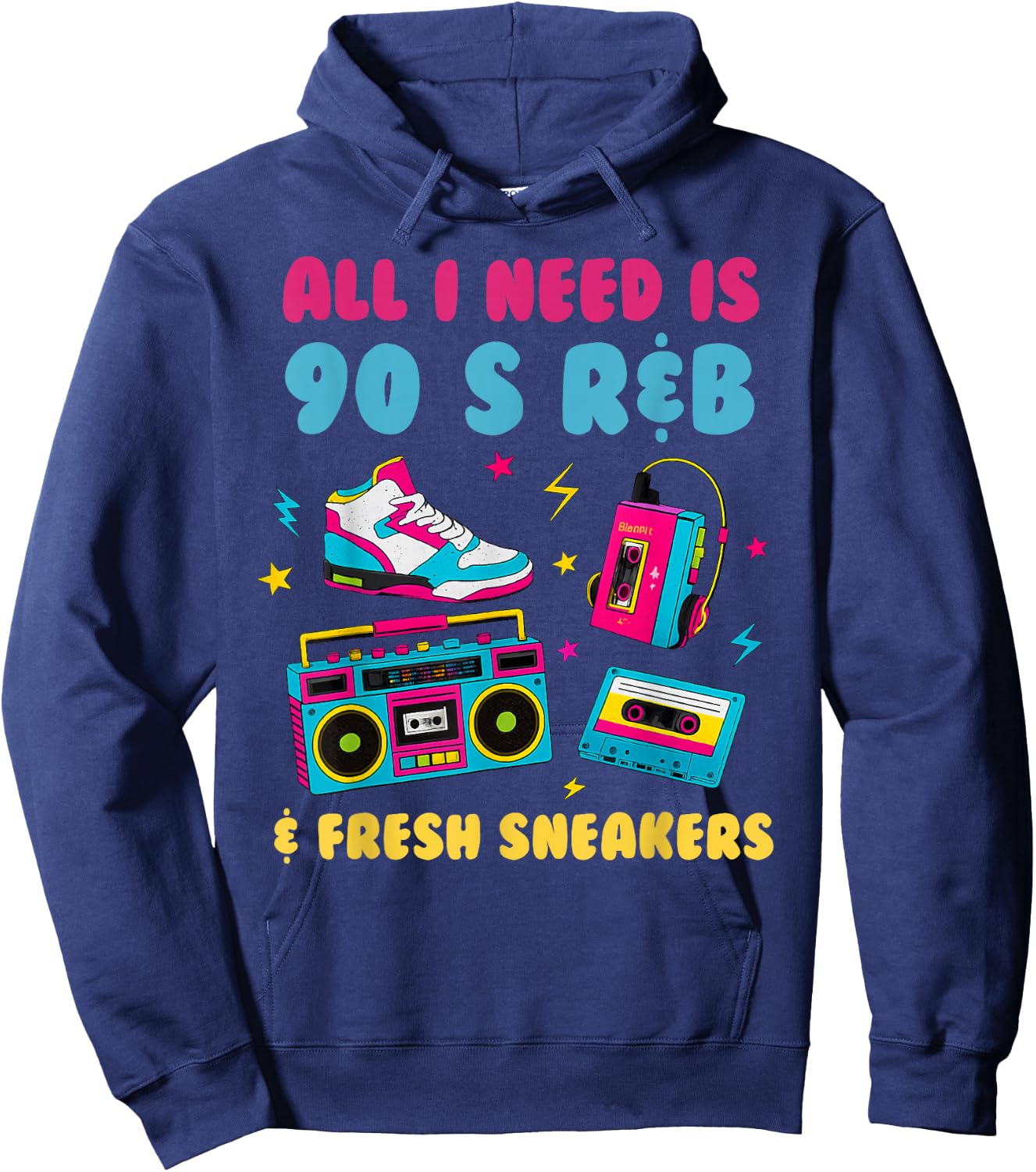 90's R&B and Sneakers Lover Funny 90's Music Shoe Collector Hoodie - Hoodie | Navy