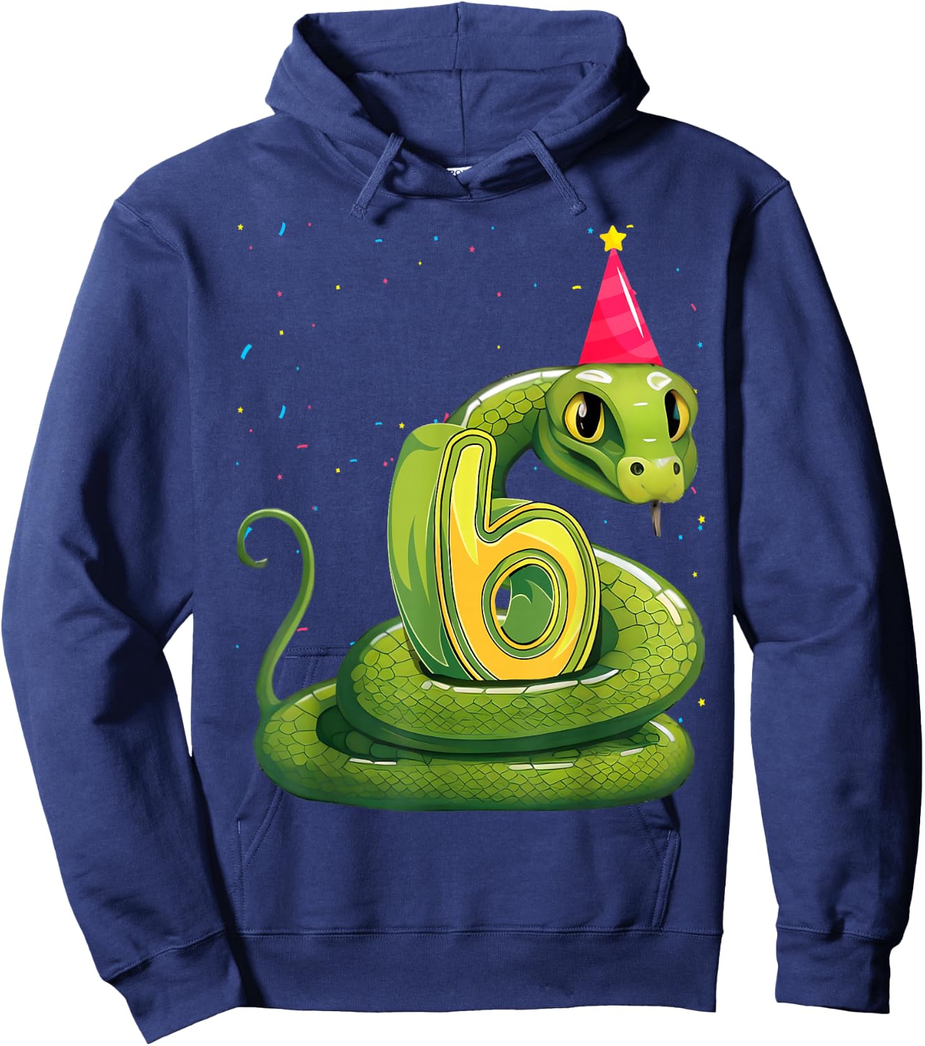 Snake lover 6th Birthday Party Snake B-day 6 Year Old Boys Hoodie - Hoodie | Navy