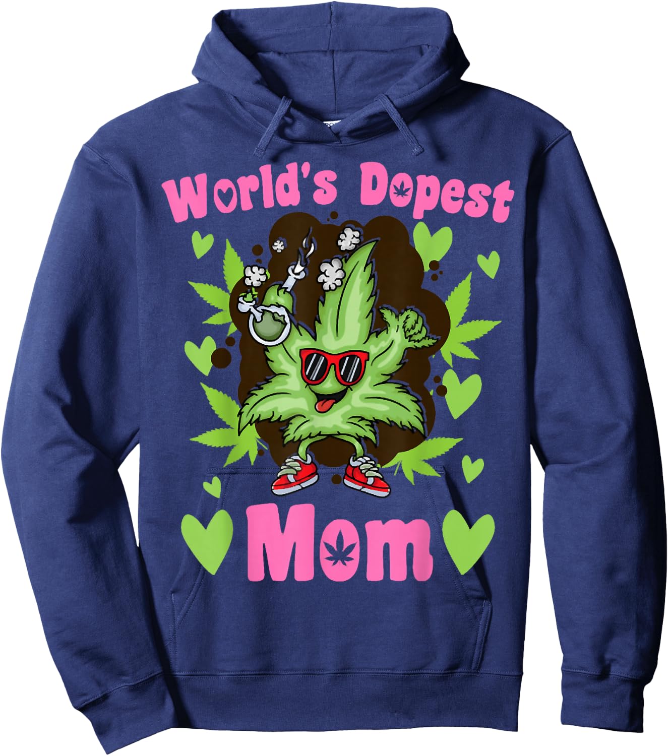 Worlds Dopest Mom Vintage Sunset 420 Family Matching Outfits Hoodie - Hoodie | Navy
