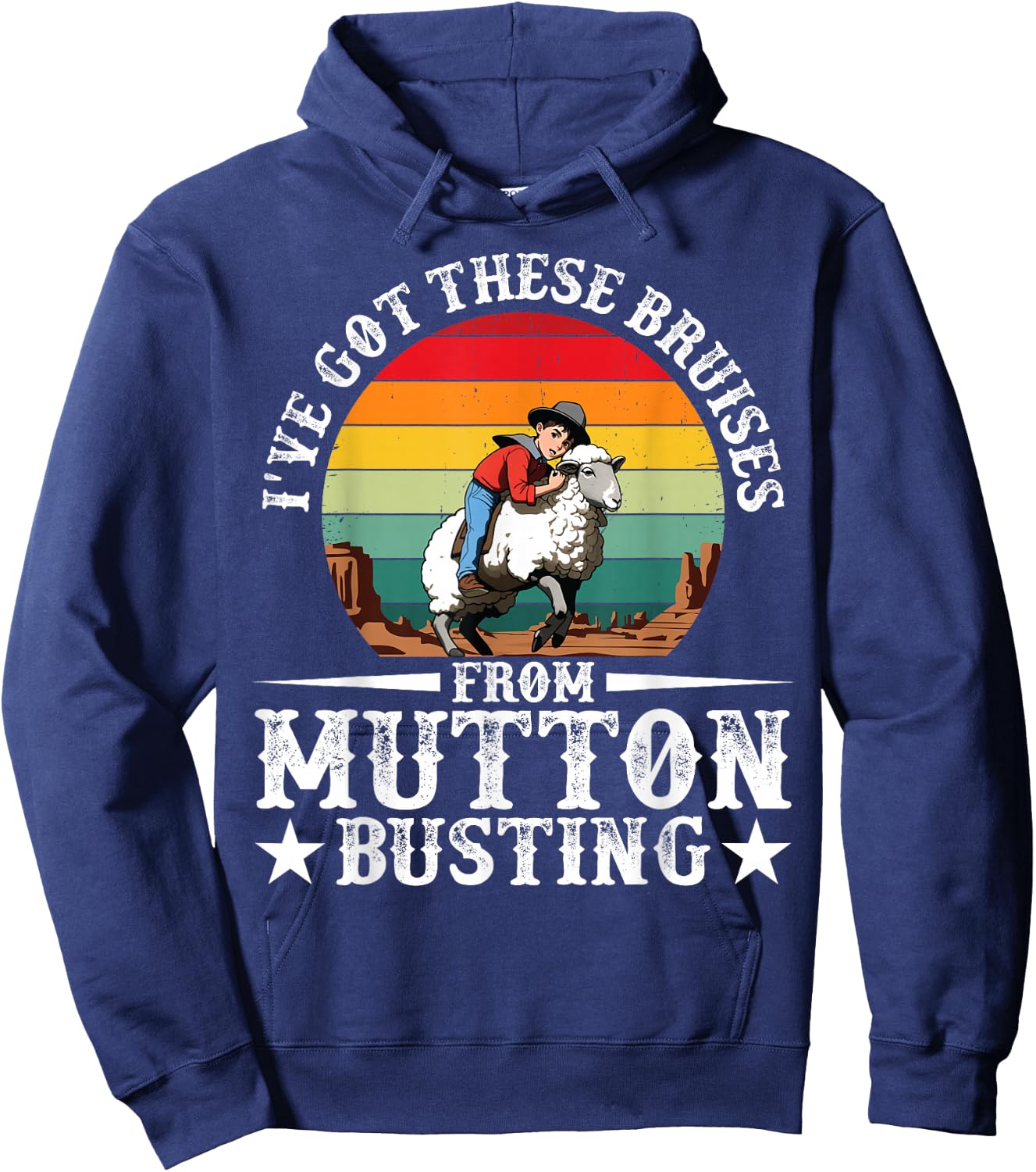 Mutton Buster Vest Rodeo Sheep Rider Mutton Busting Hoodie - Hoodie | Navy