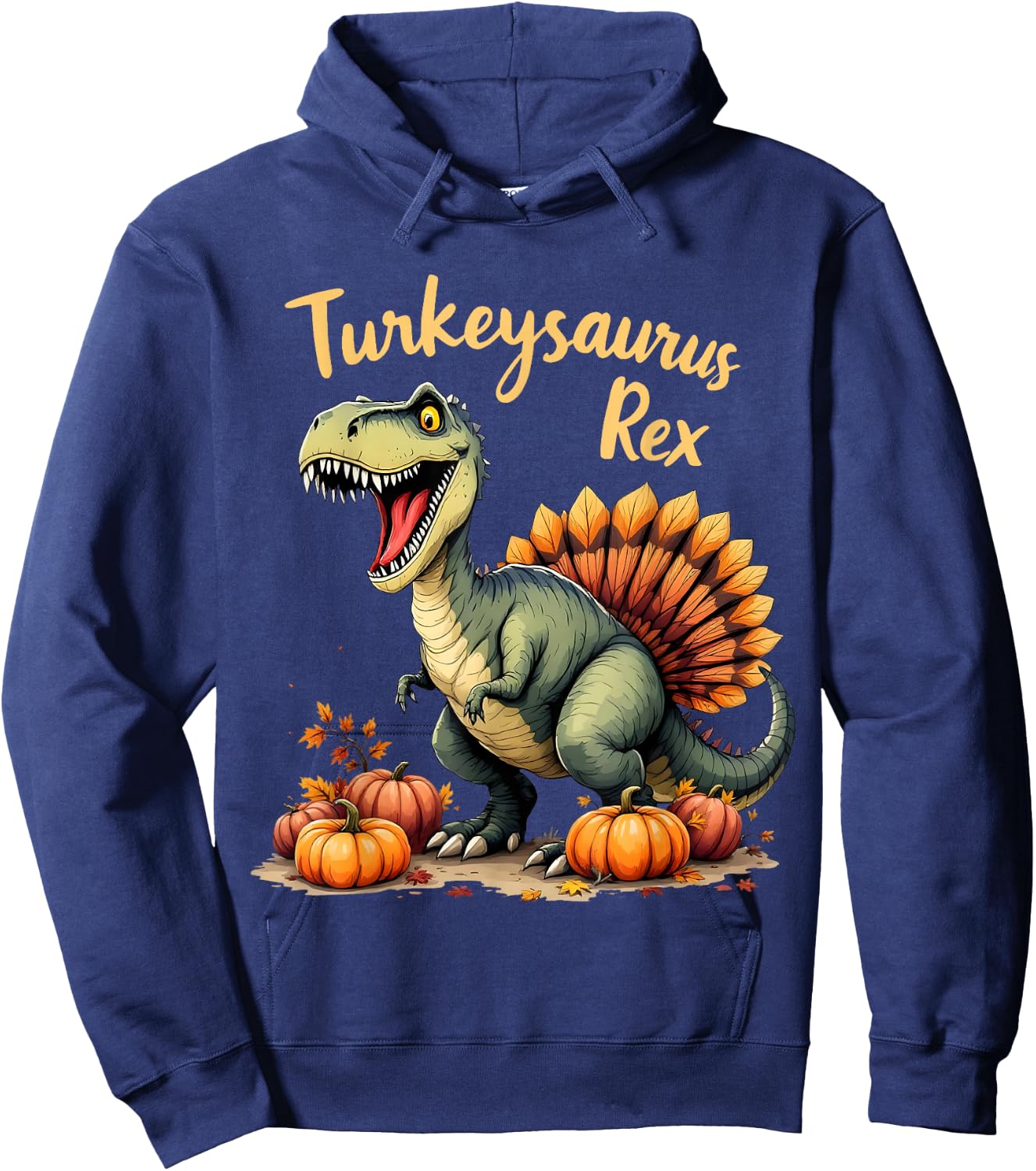 Turkeysaurus Rex Funny Thanksgiving Holiday Boy Girl Hoodie - Hoodie | Navy