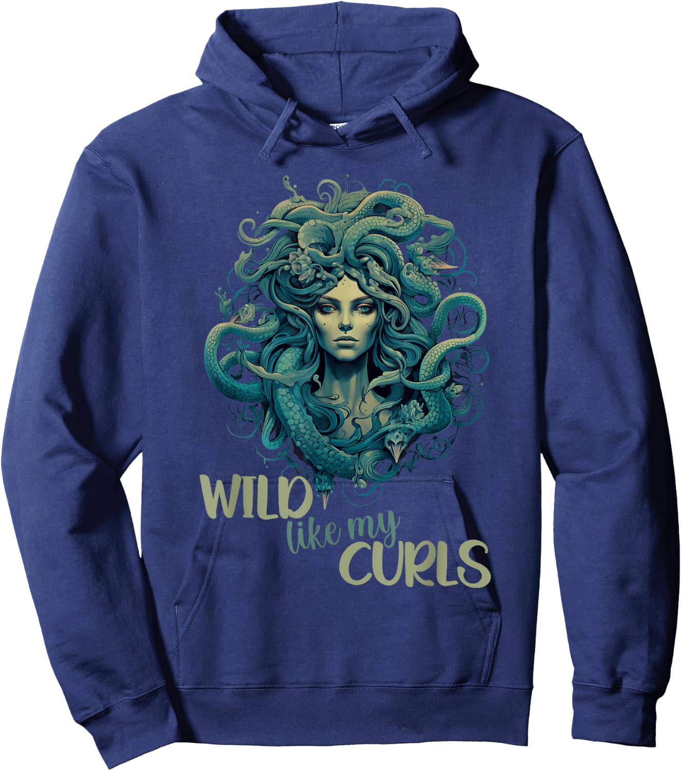 Wild Like My Curls Medusa Head Greek Mythology Curly Hair Hoodie - Hoodie | Navy