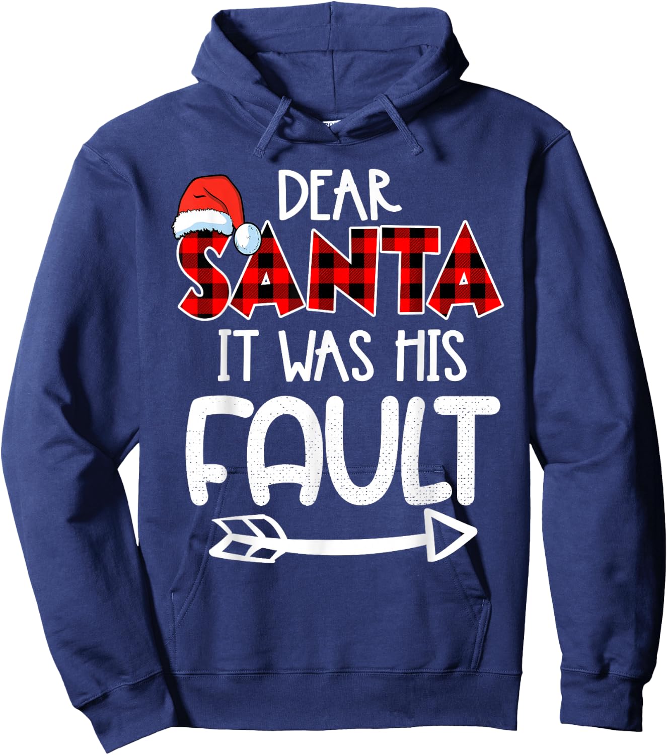Naughty Christmas Couples - Dear Santa It Was His Fault Hoodie - Hoodie | Navy