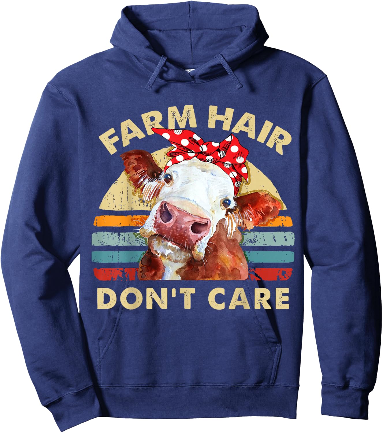 Farm Hair Don't Care T Shirt Pun Cows Lover Vintage Farm Hoodie - Hoodie | Navy