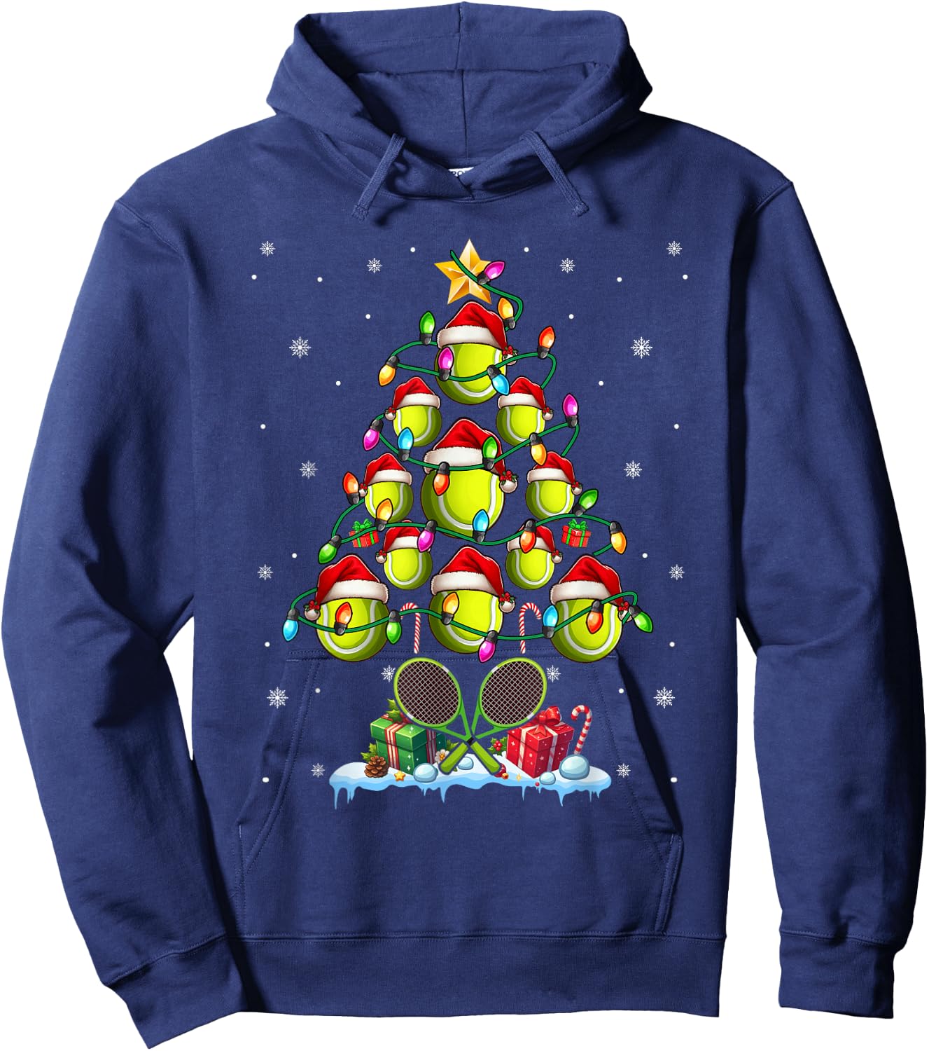 Tennis Balls As Christmas Tree Matching Player Trainer Hoodie - Hoodie | Navy