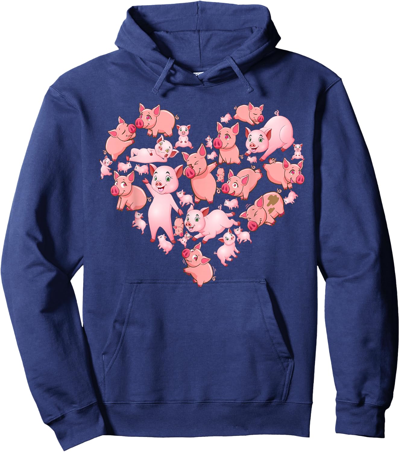Pig Girls Kids Heart Shape Poses Cute Pig Hoodie - Hoodie | Navy