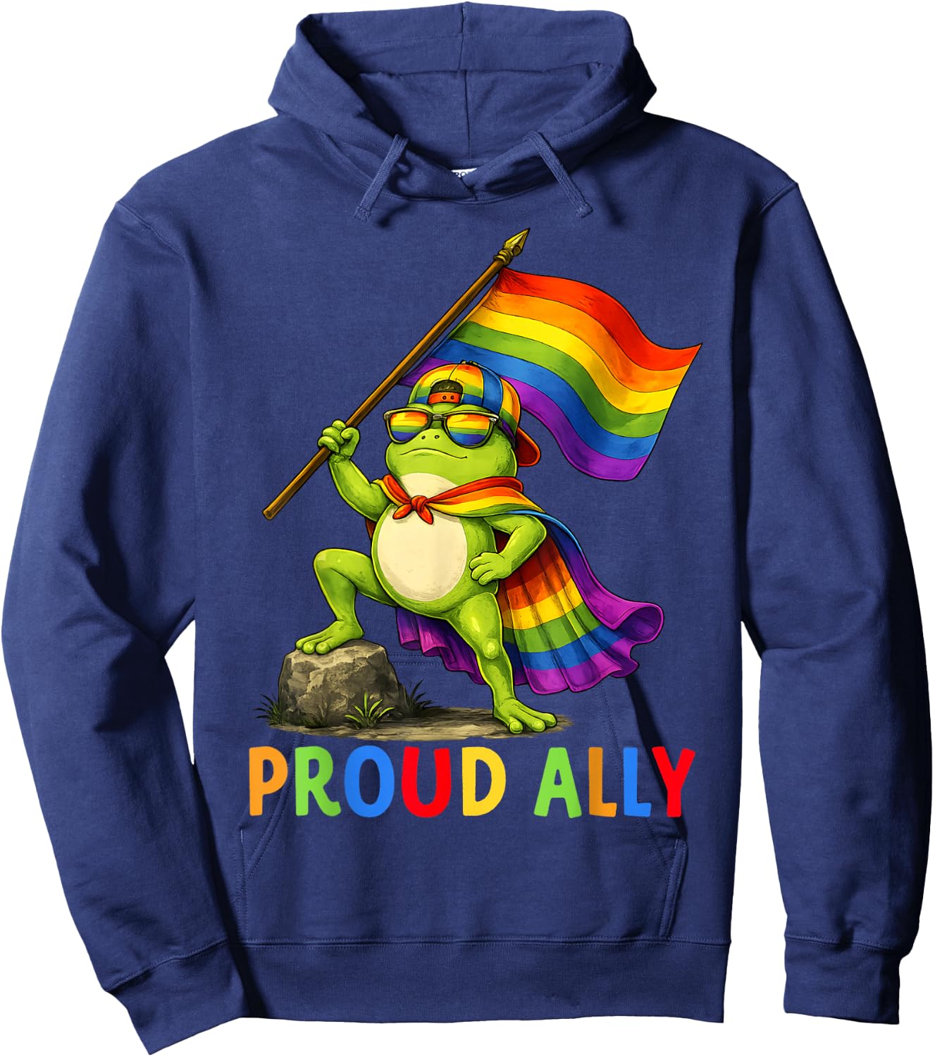 LGBT Proud Ally Rainbow Frog Pride Flag Men Women Kid Hoodie - Hoodie | Navy
