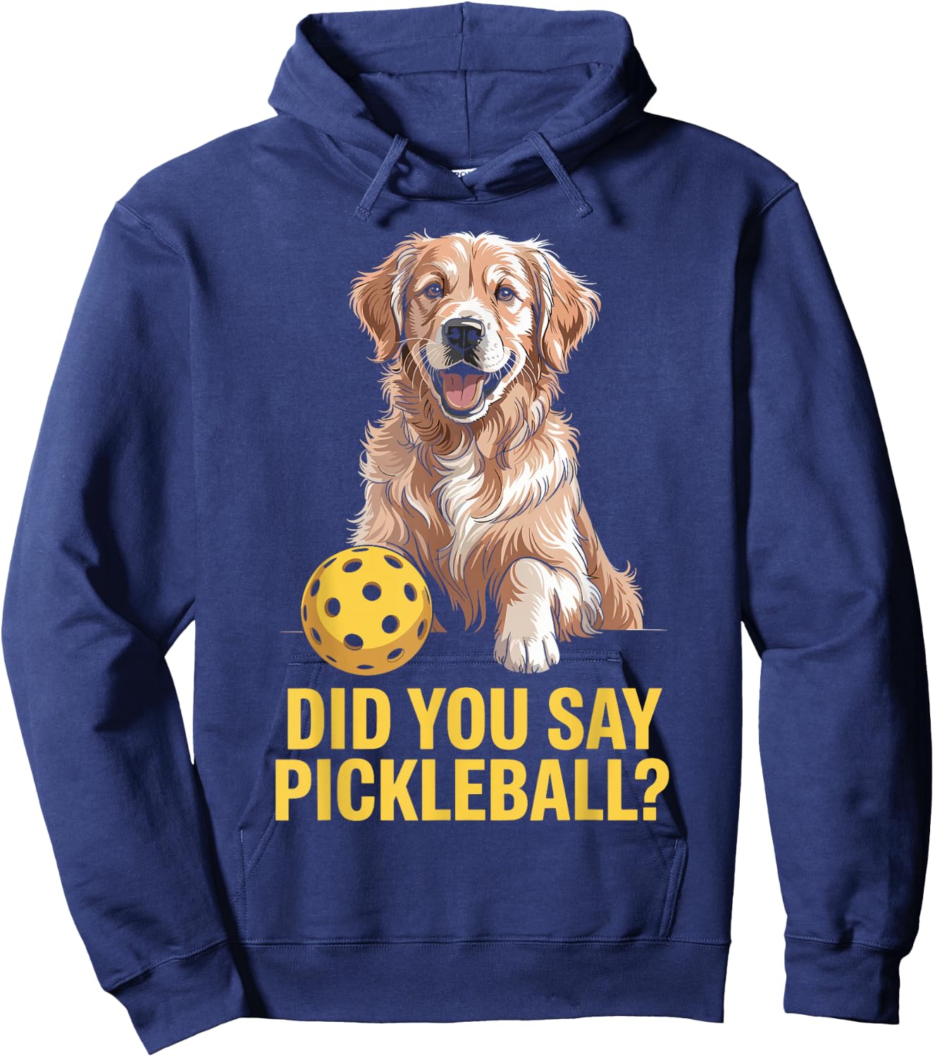 Golden Retriever Pickleball Court Dog Pup Player Hoodie - Hoodie | Navy