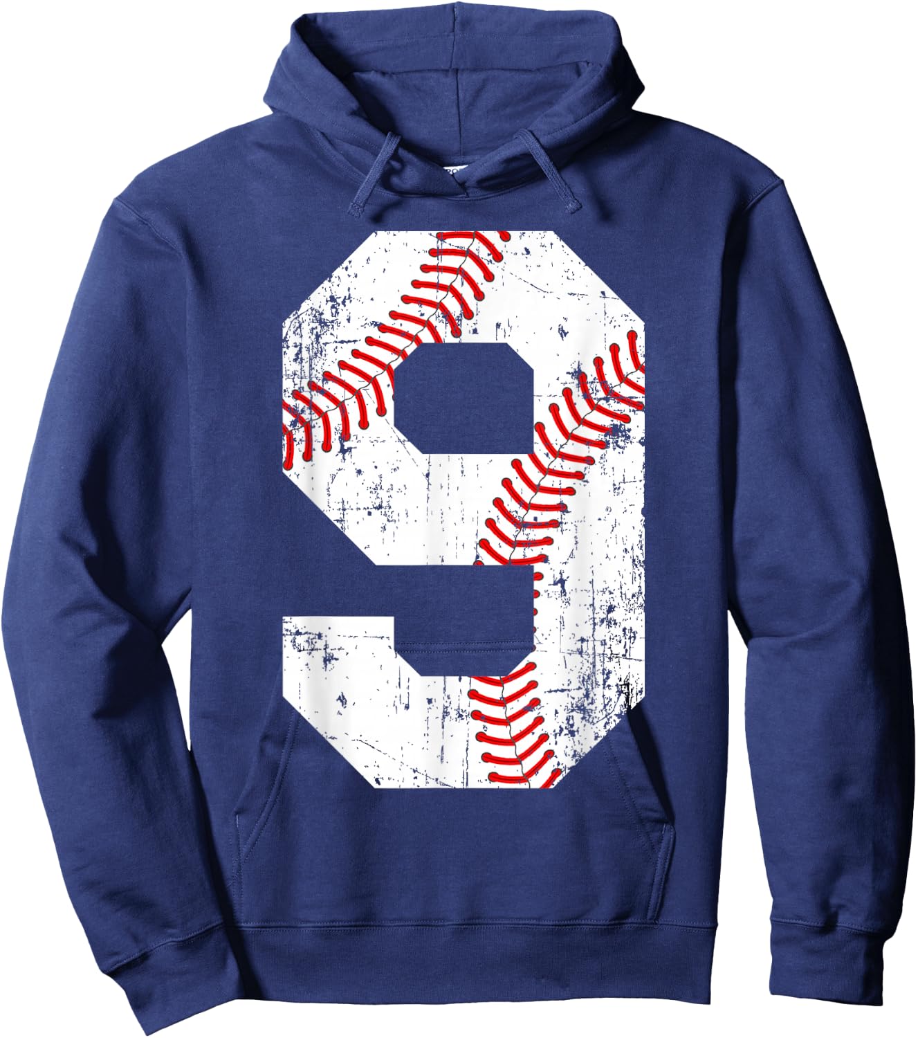 Vintage Baseball 9 Jersey Number Hoodie - Hoodie | Navy