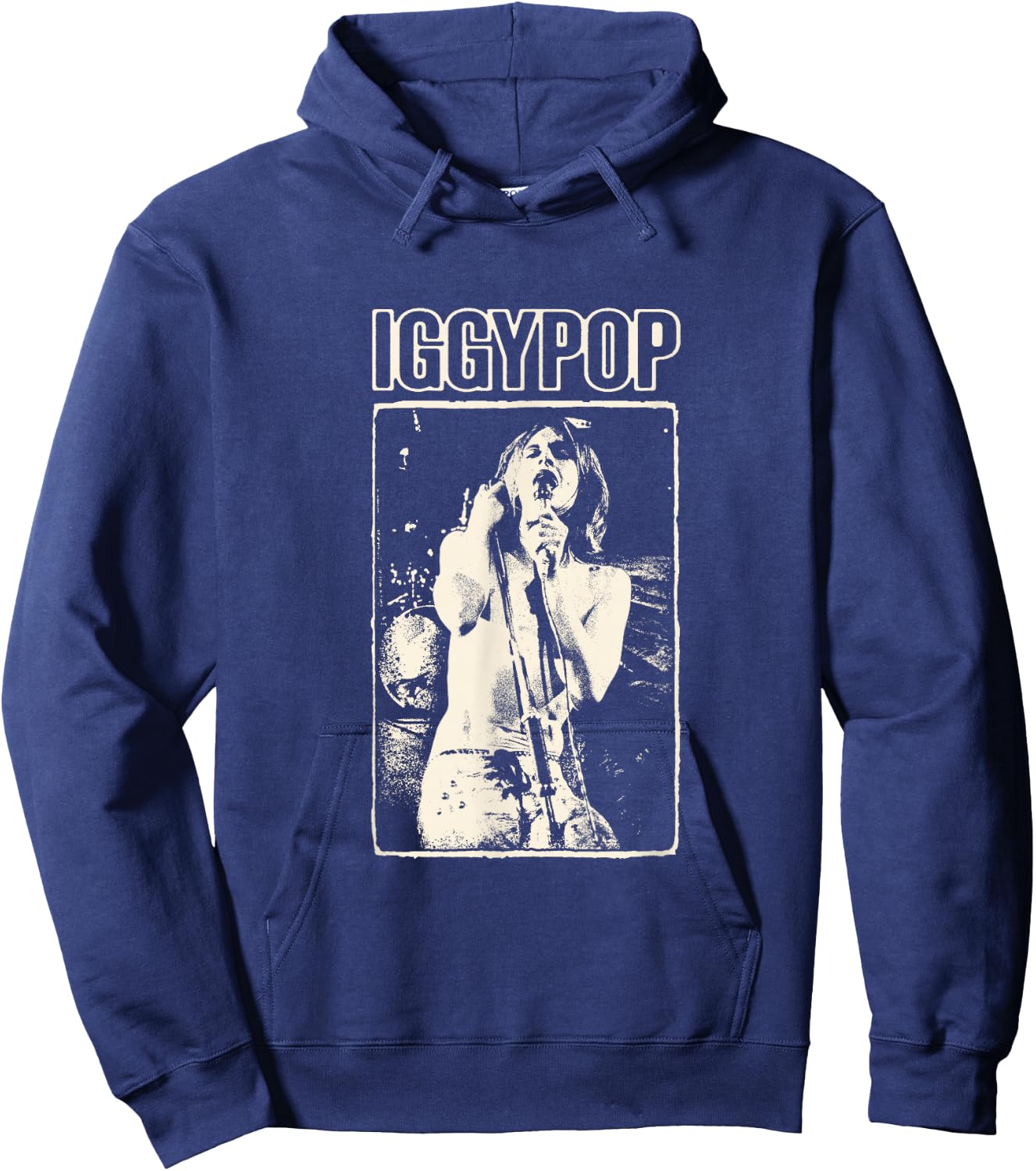 Iggy Pop , Herren & Damen, -Erwachsene, Rock-Fans, Casual-Kleidung, Schwarz, S, EU 40.0, Klassisch, U-Ausschnitt, Halbarm, Polyester 100% Hoodie - Hoodie | Navy