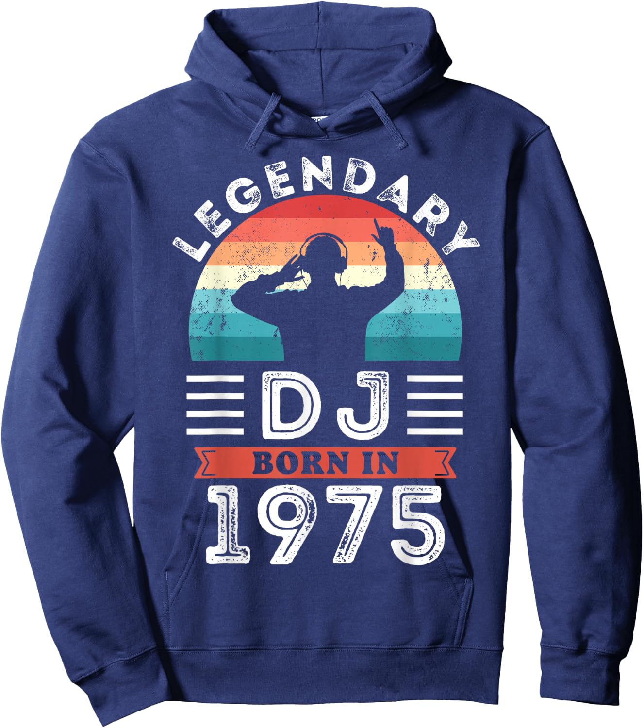 50th Birthday Gifts from the Legendary DJ Born in 1975 , Black, S Hoodie - Hoodie | Navy