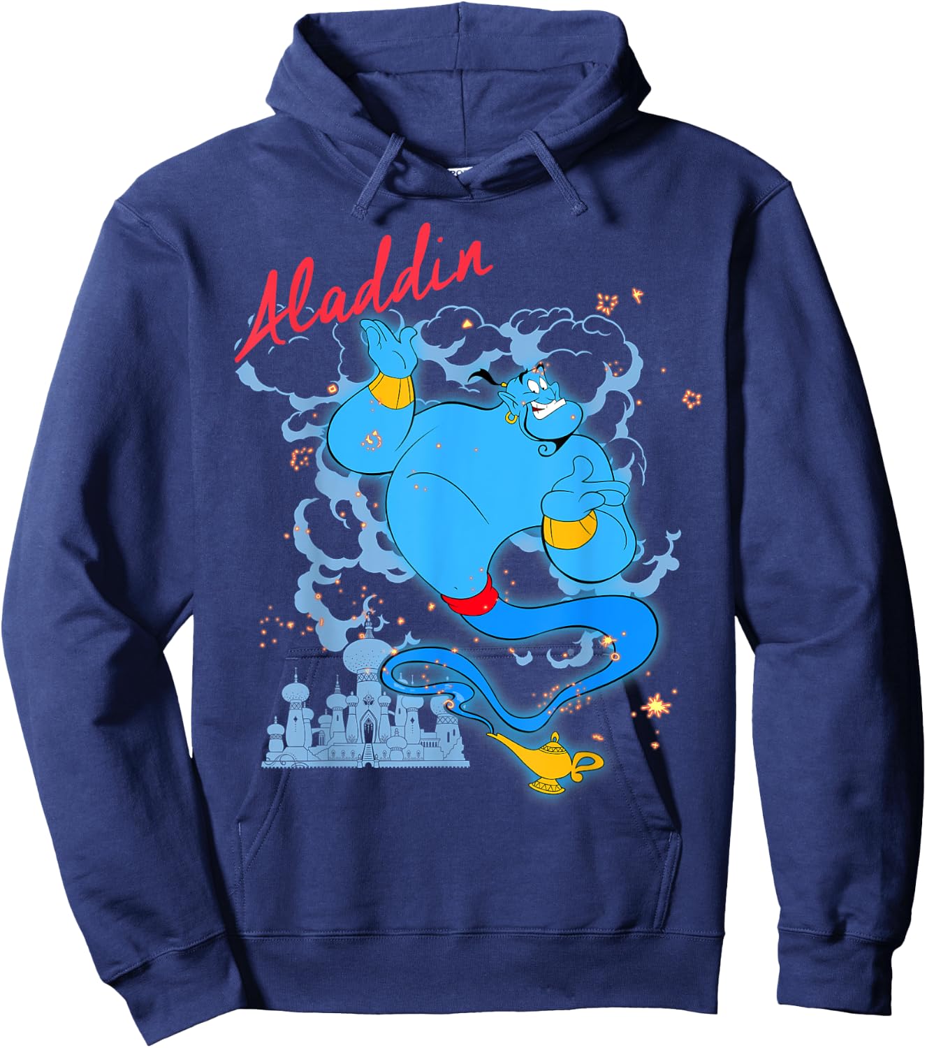 Portrait Title of Disney Cartoon Aladdin Genie , Black, S Hoodie - Hoodie | Navy