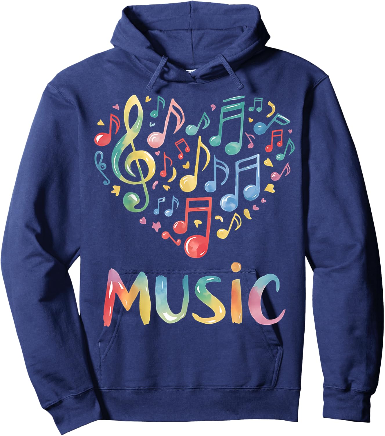Music Lover Colorful Musical Notes Treble Clef Heart Hoodie - Hoodie | Navy