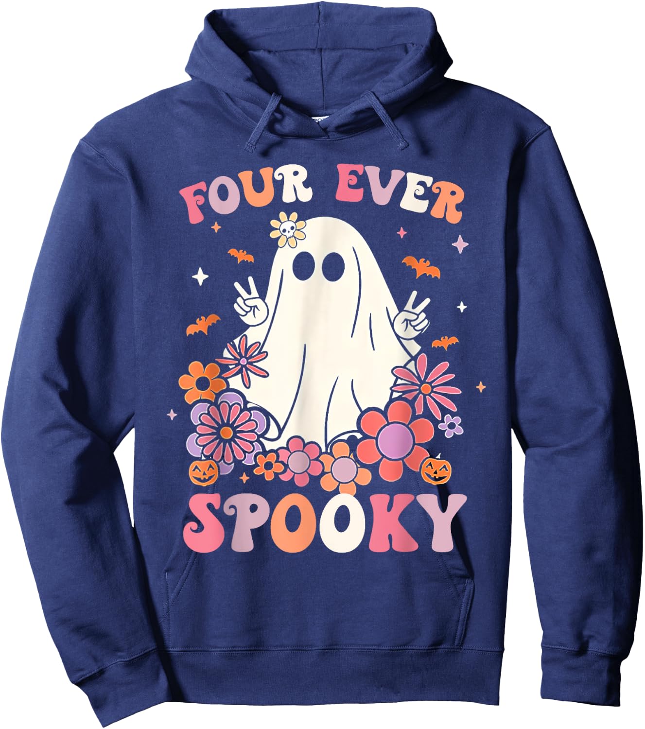 Four Ever Spooky Halloween 4th Birthday Party Decorations Hoodie - Hoodie | Navy
