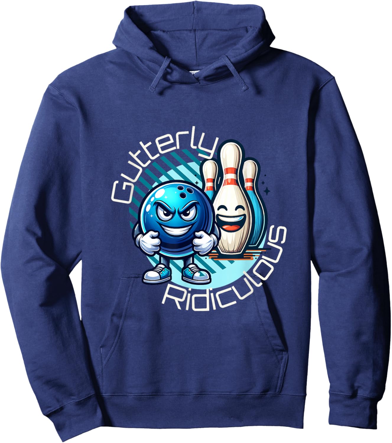 Gutterly Ridiculous Cartoon Bowling Hoodie - Hoodie | Navy